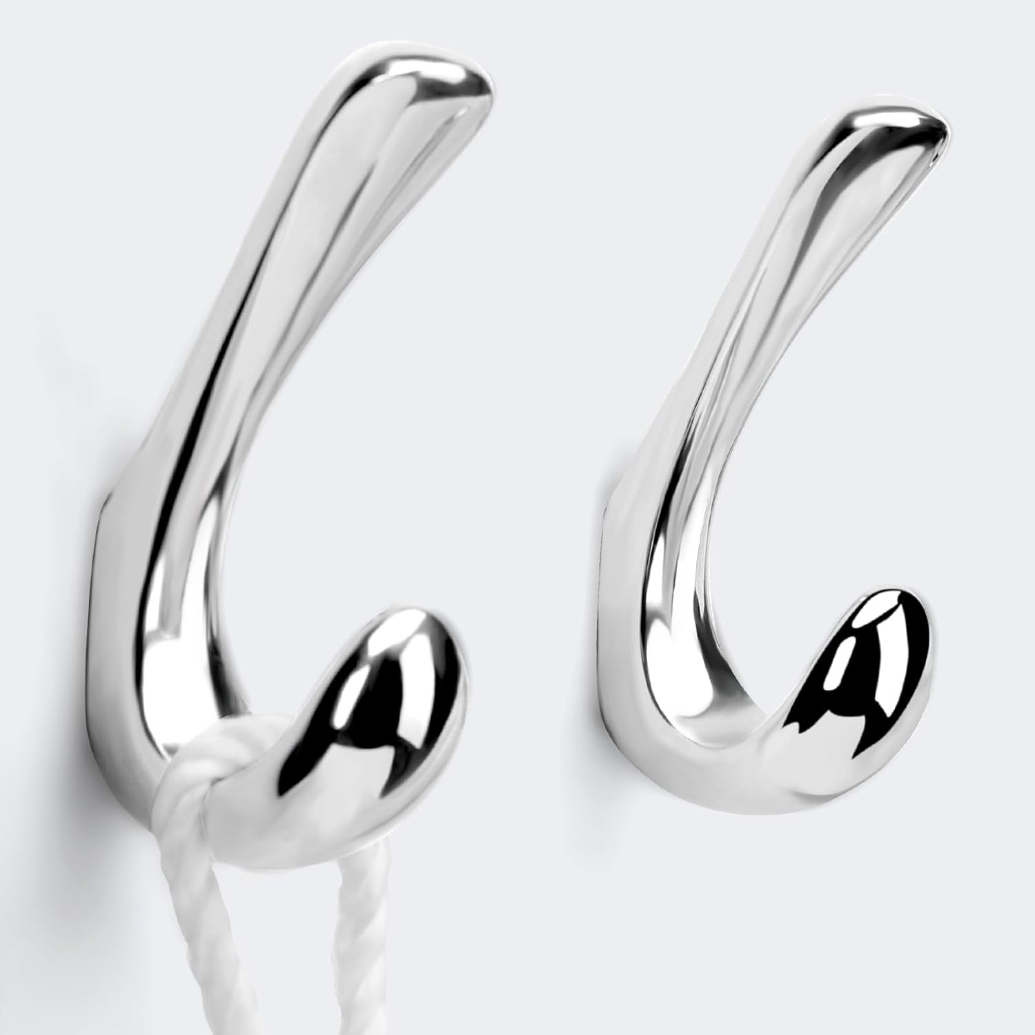 Metaliby 2 Pack Polished Chrome Towel Hooks