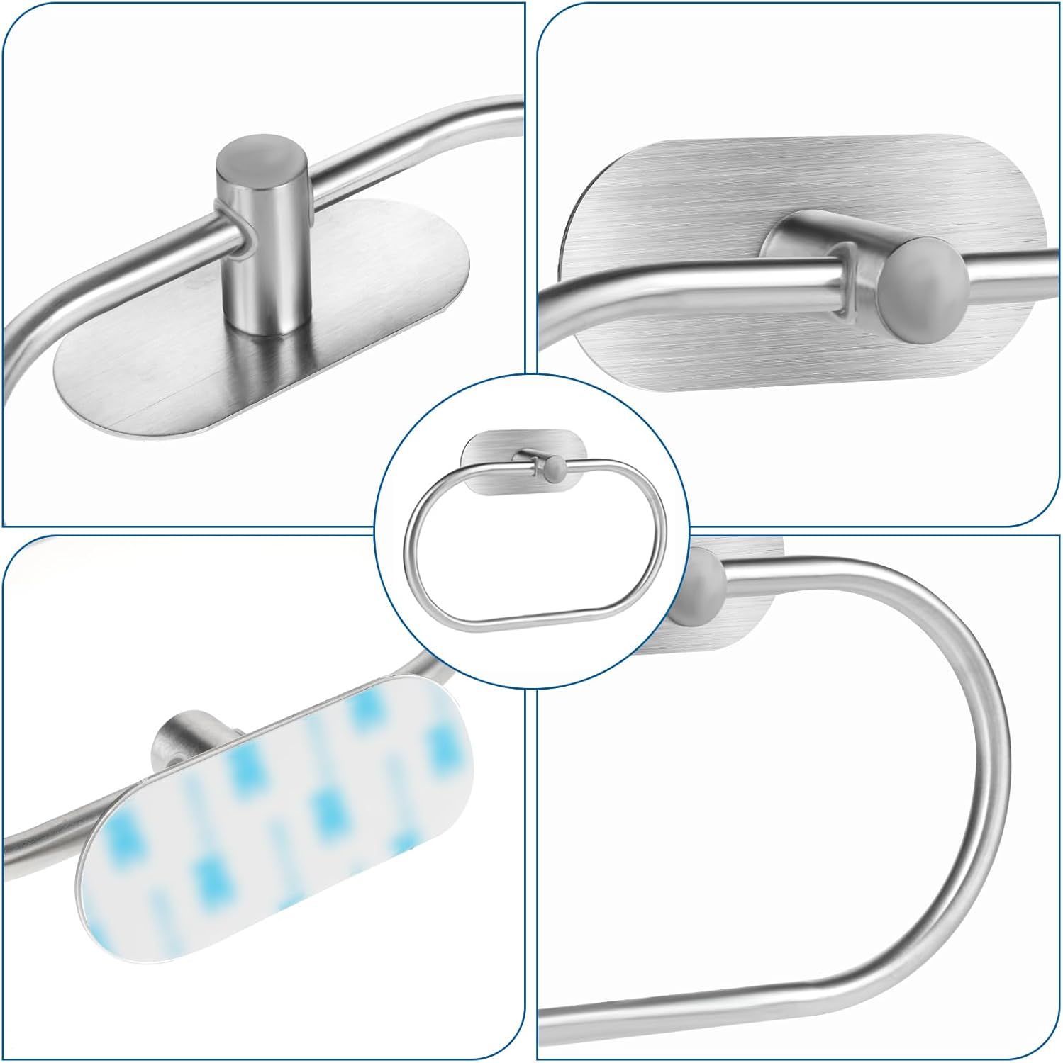 Teaaha Silver Adhesive Towel Ring No Drilling 1