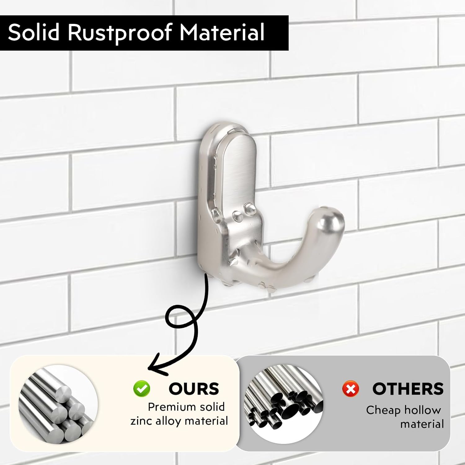 4 Pack Brushed Nickel Wall Mounted Towel Hooks
