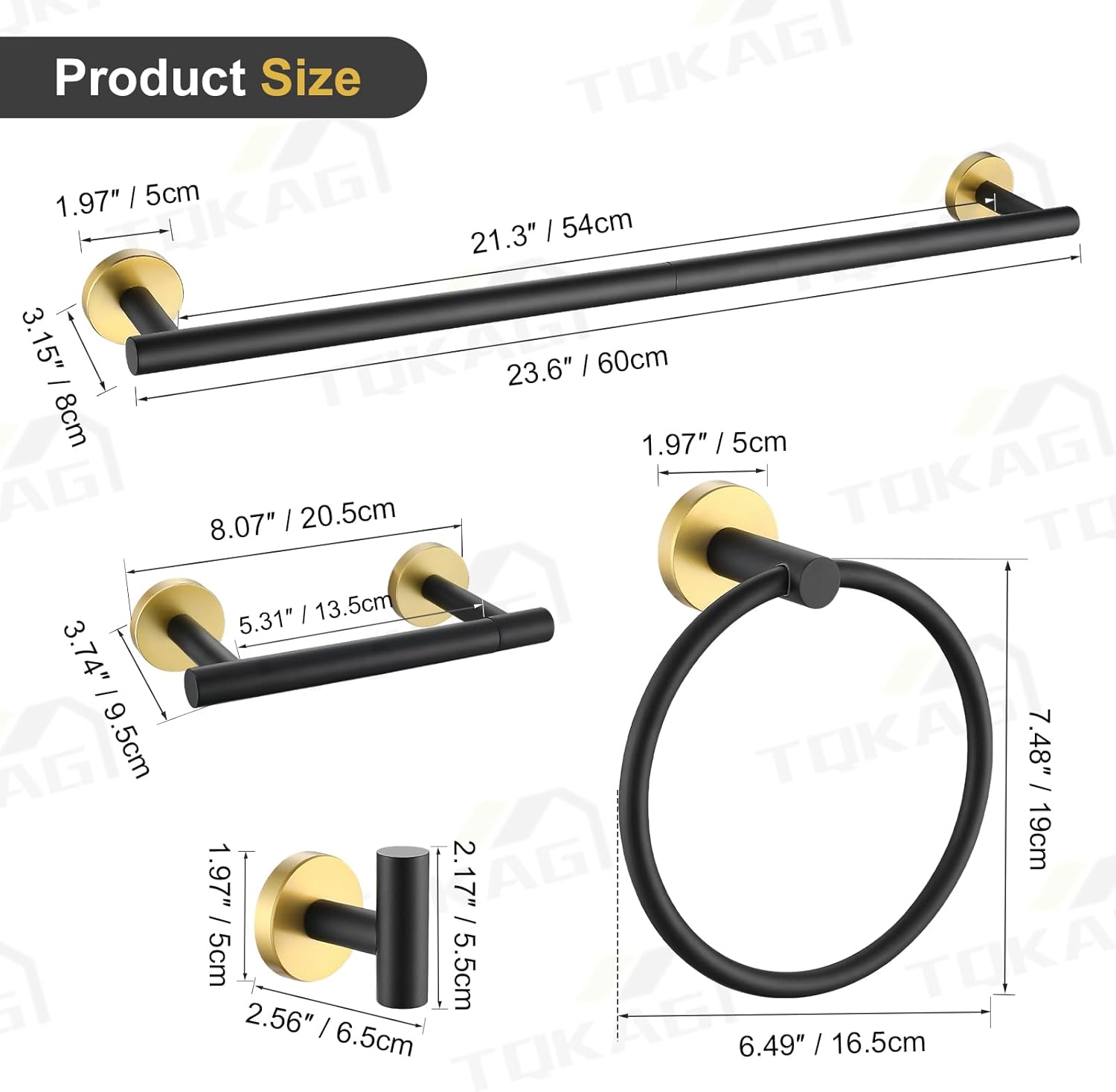 TQKAG 8-Piece Stainless Steel Towel Bar Set