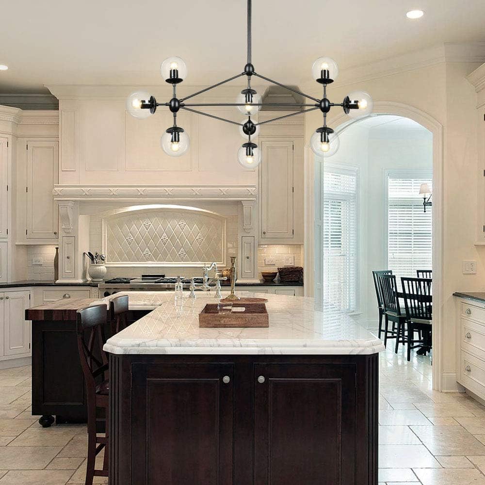 DNA 10-Light Chandelier Black Finish with Clear Glass Shades