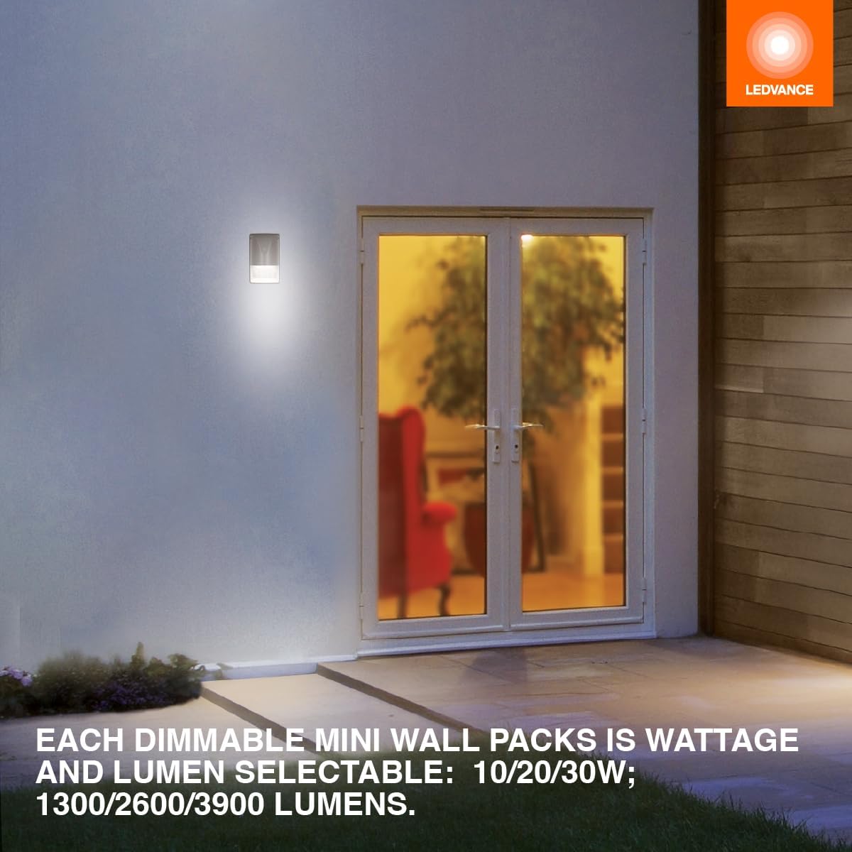 LEDVANCE Mini Wall Pack LED Light 10W Dimmable 80 CRI Black - 1 Pack