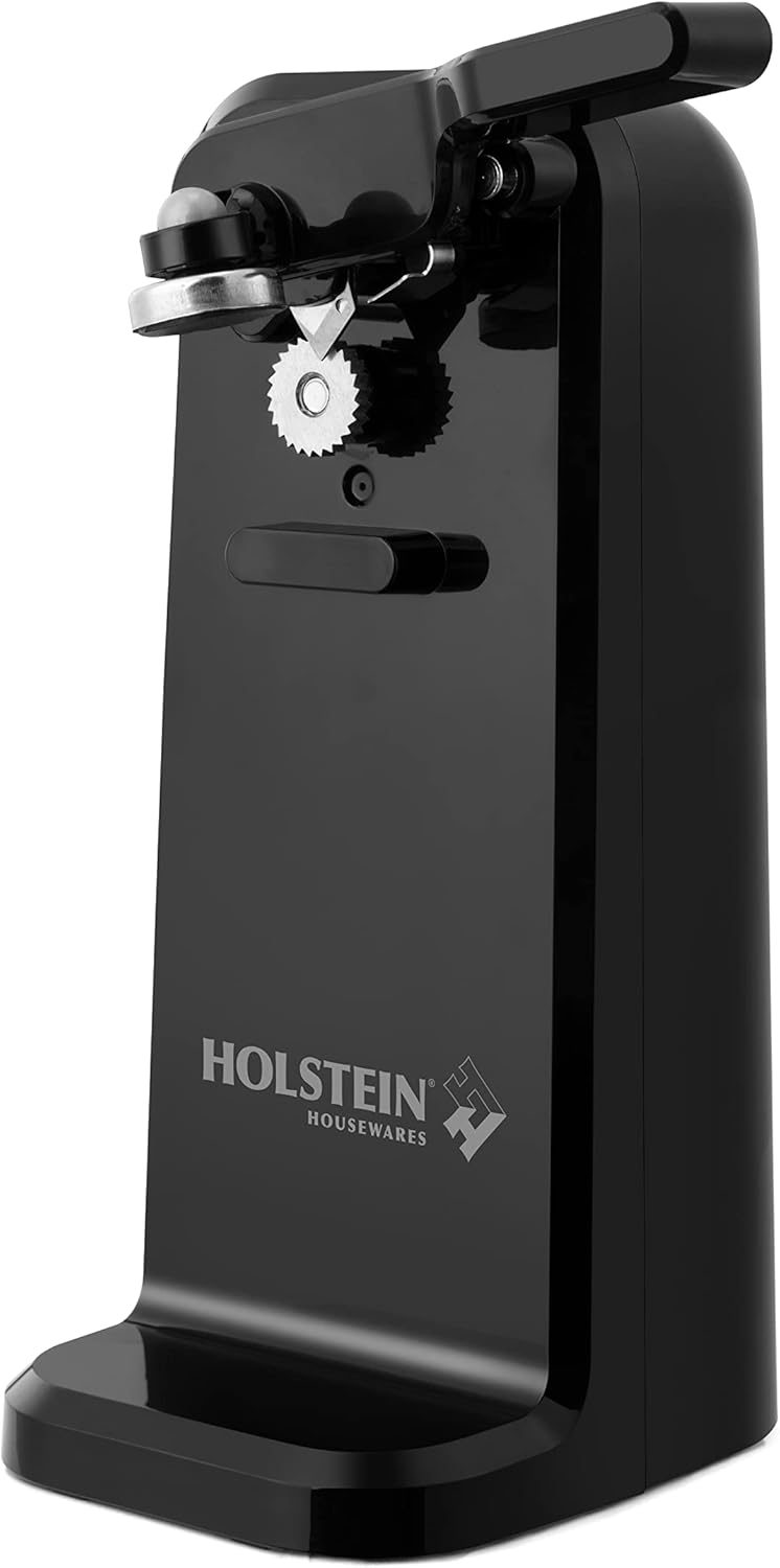 Holstein Electric Can Opener with Auto Shutoff and Push Down Lever - Black