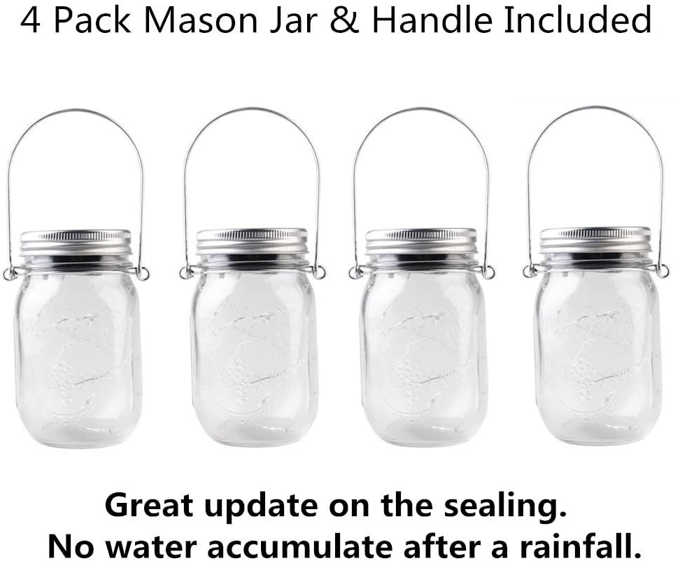 CHBKT 4-Pack Solar Mason Jar Lights with Handle