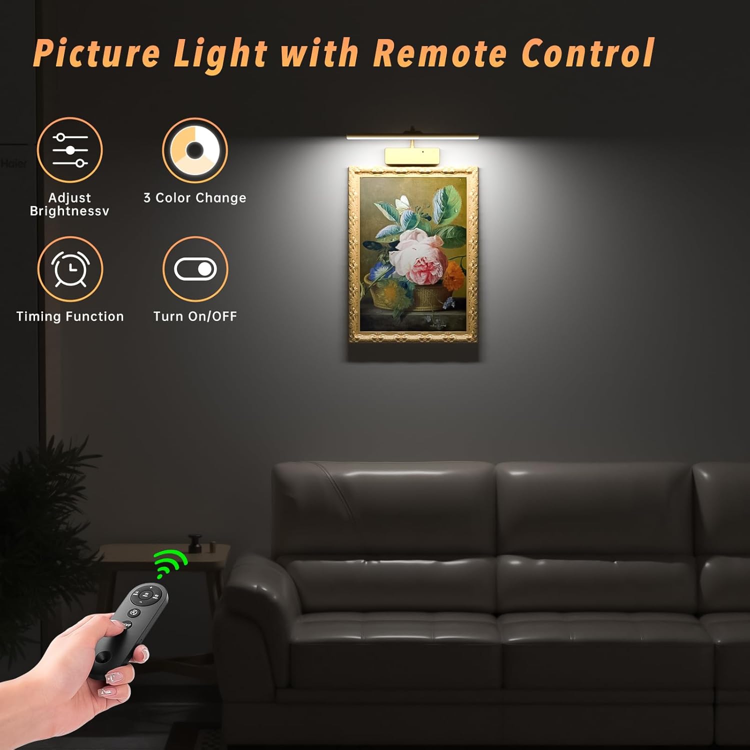 Wireless Rechargeable Picture Light with Remote