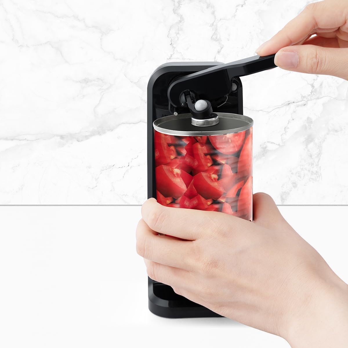 Holstein Electric Can Opener with Auto Shutoff and Push Down Lever - Black