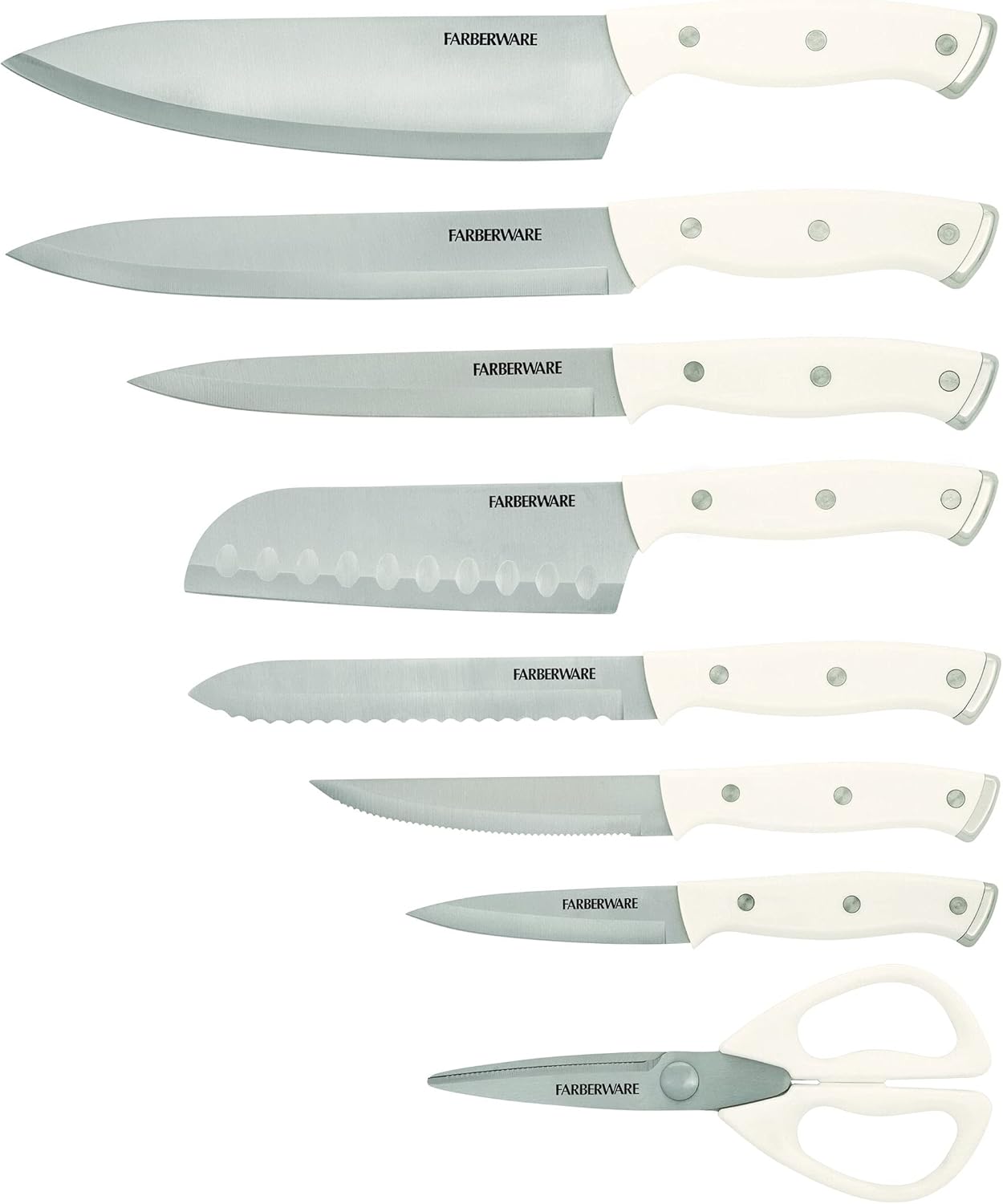 Farberware Edgekeeper Knife Block Set with Sharpener 14-Piece White