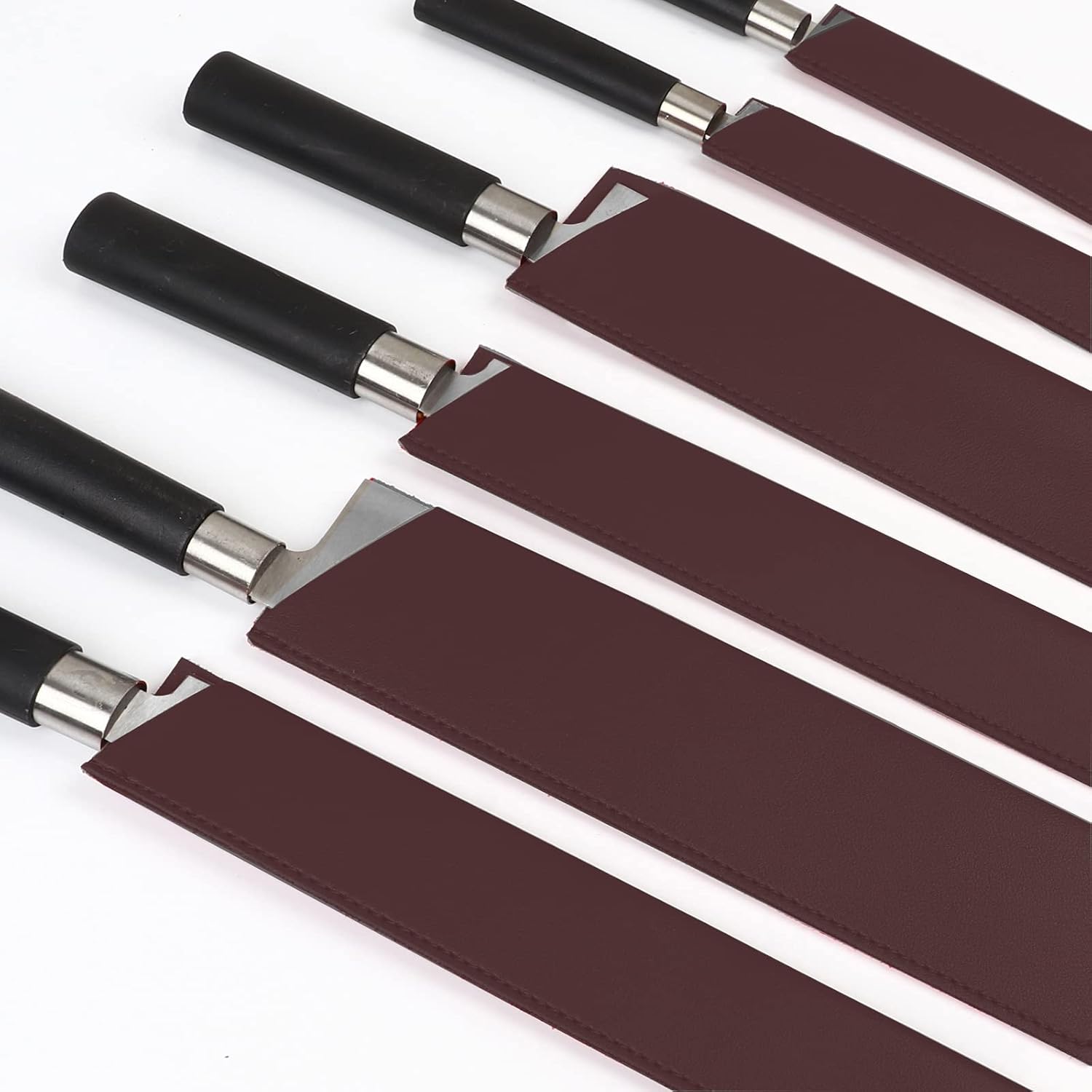 HERSENT Knife Sheath Set Of 6 Brown