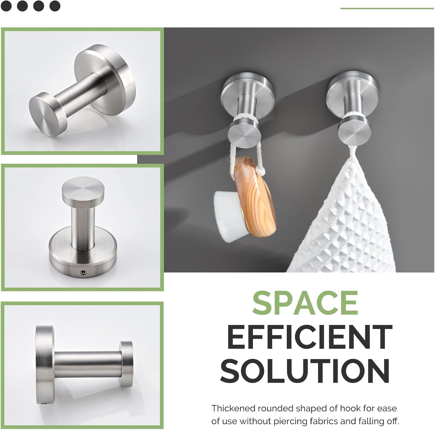 Angle Simple 2 Pack Towel Hook Brushed Nickel SUS304 Stainless Steel