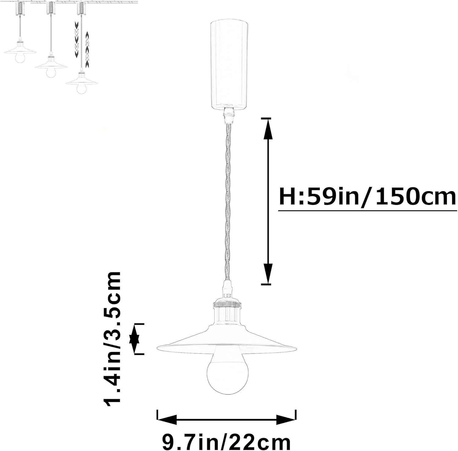 SKIVTGLAMP Remote Control LED Pendant Track Light with Adjustable Height