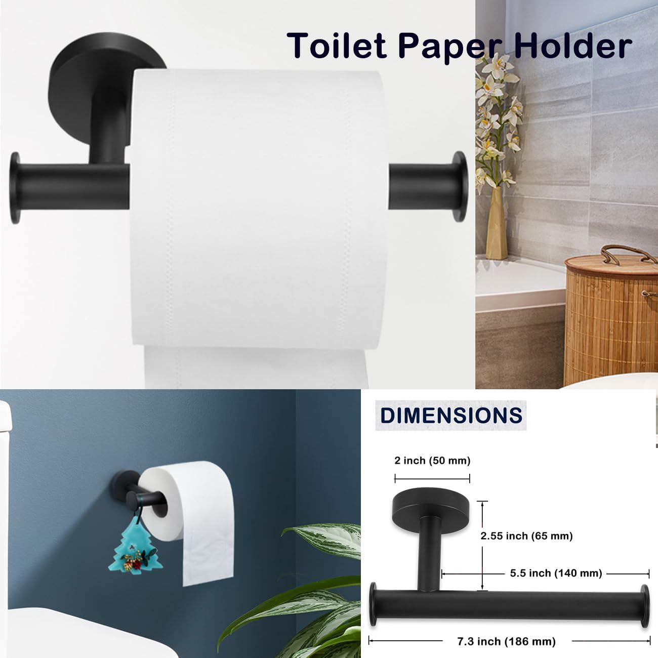 JAAWAN 5-Piece Matte Black Bathroom Hardware Set