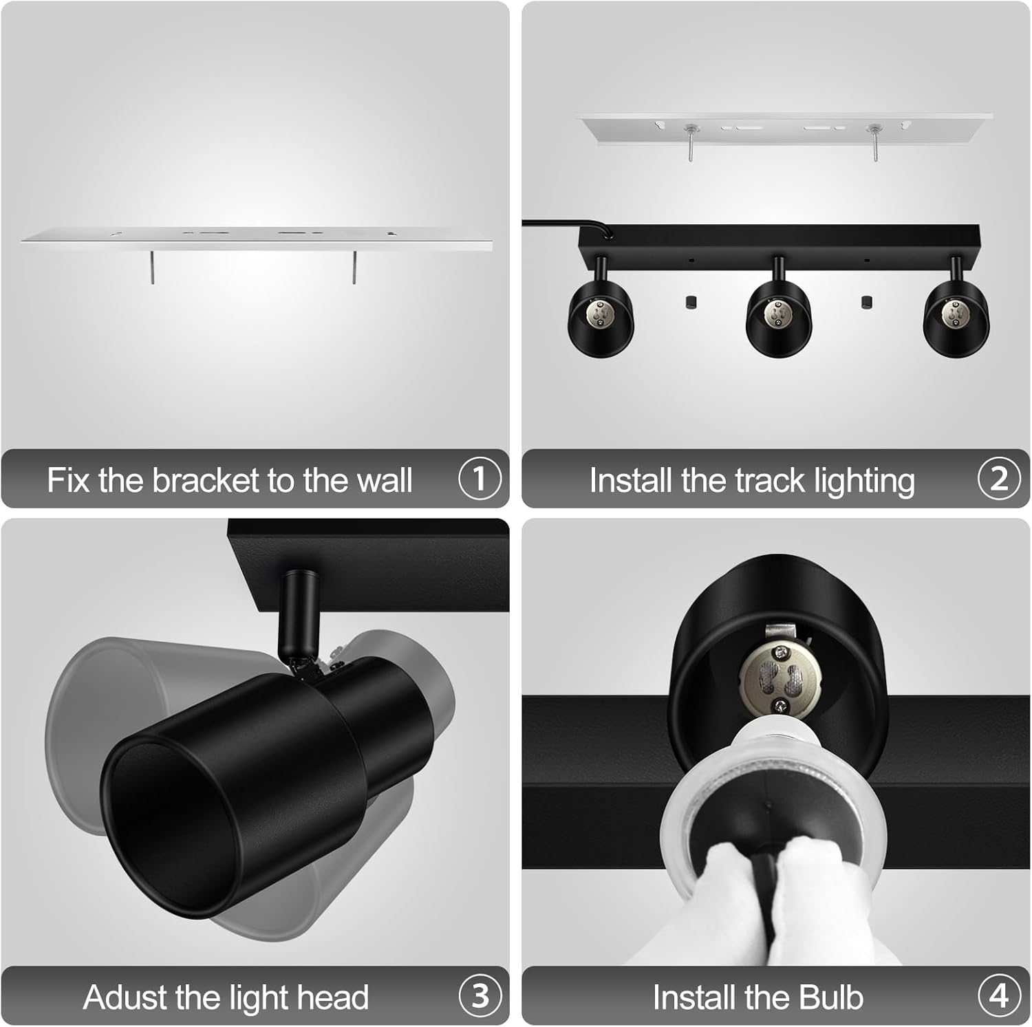 Bricosmocon 3-Light Black Track Lighting Fixture