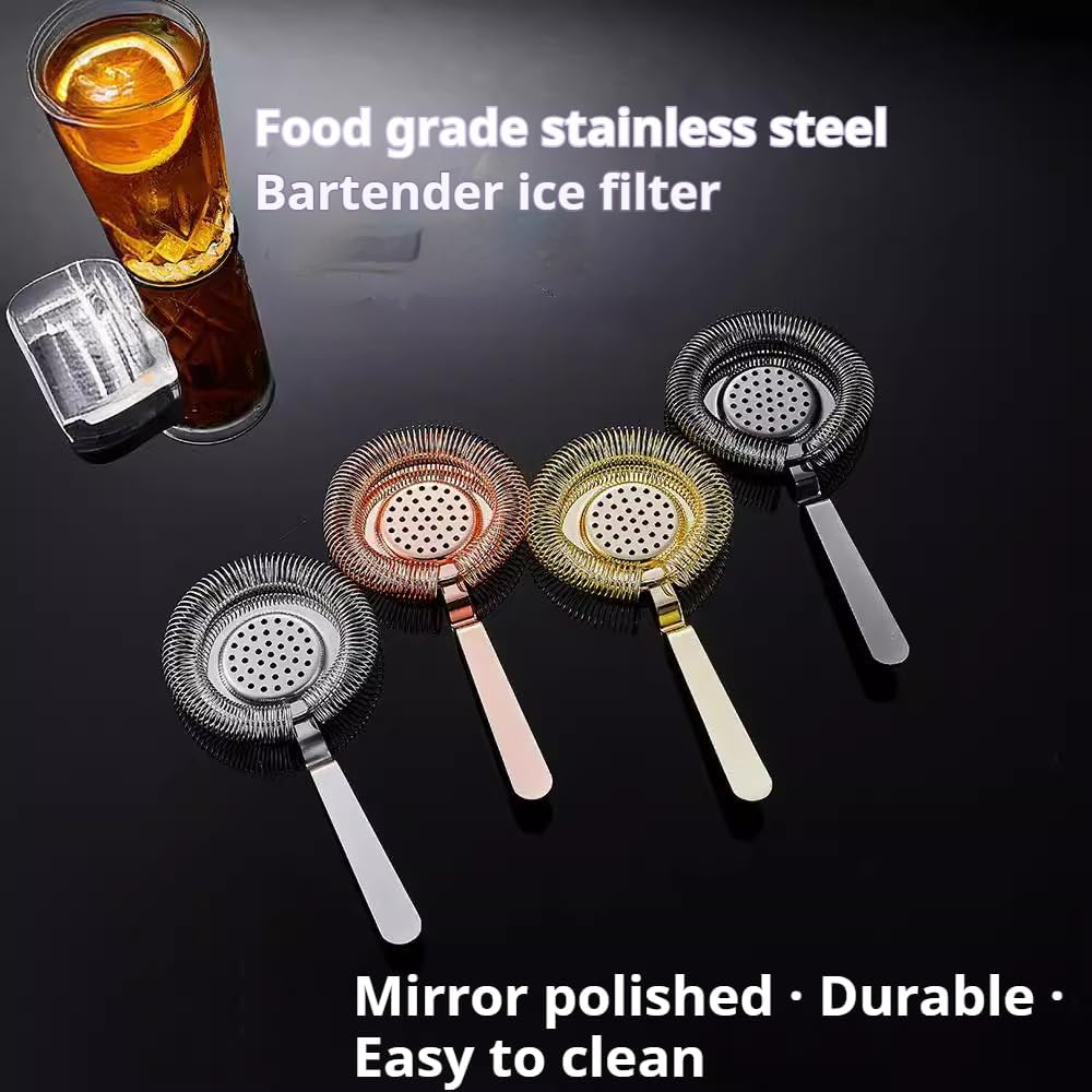 YUHWYI Bent Handle Cocktail Strainer with 4 Colors