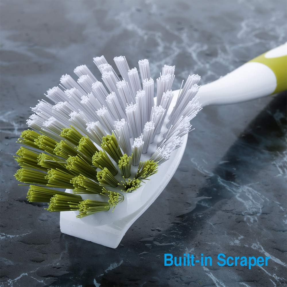 YeuDeuy Scrub Brush with Stiff Bristles 5pcs Yellow-Green