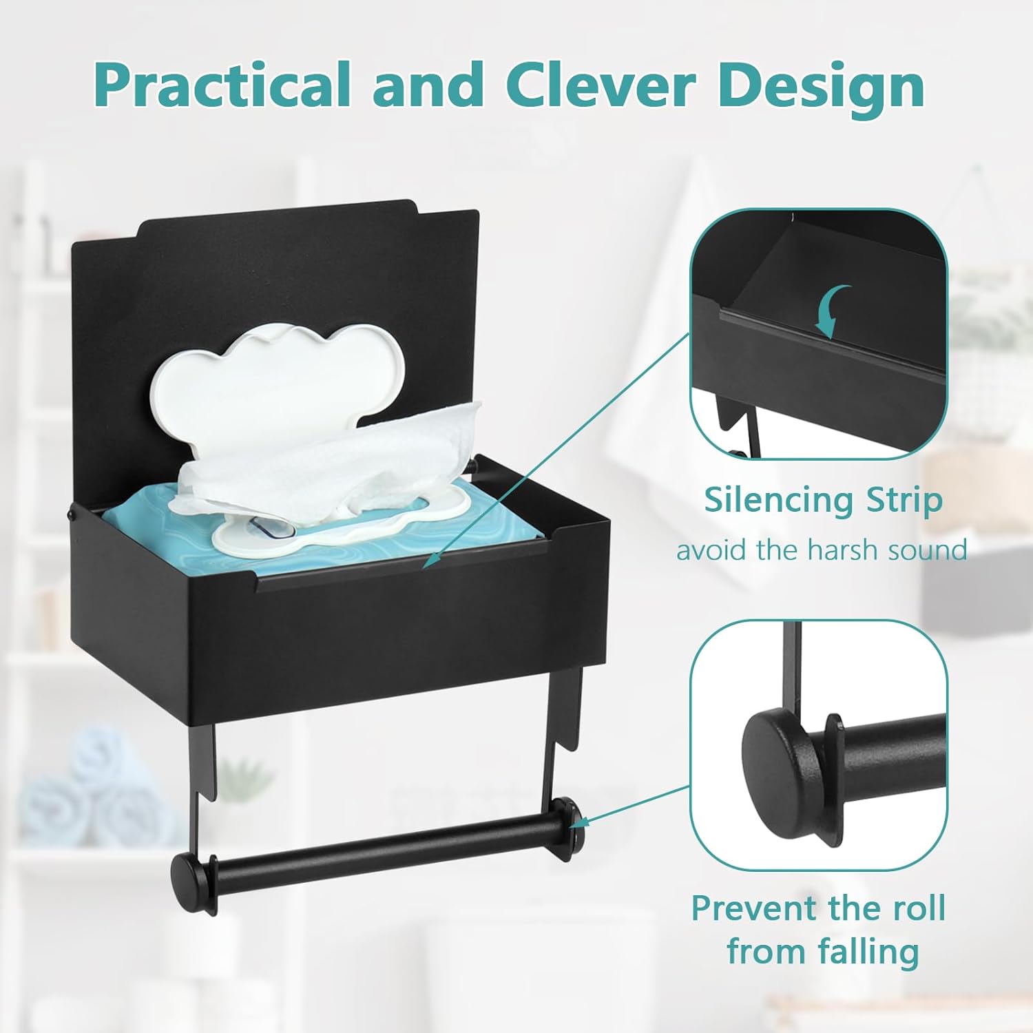 NATUREKIT Stainless Steel Toilet Paper Holder with Storage