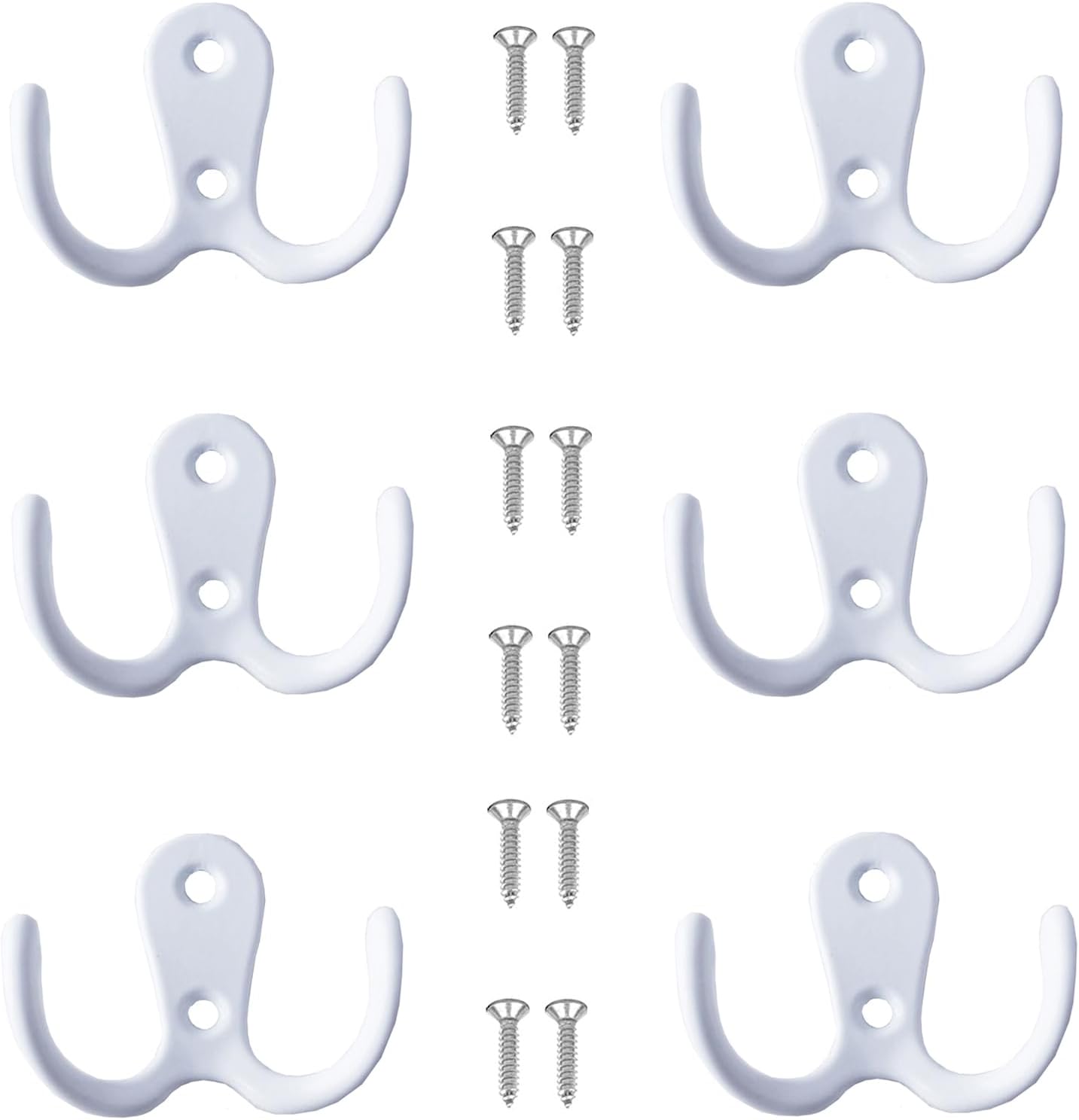 VIPERMARK 6 Pcs Double Prong Robe Hooks 1
