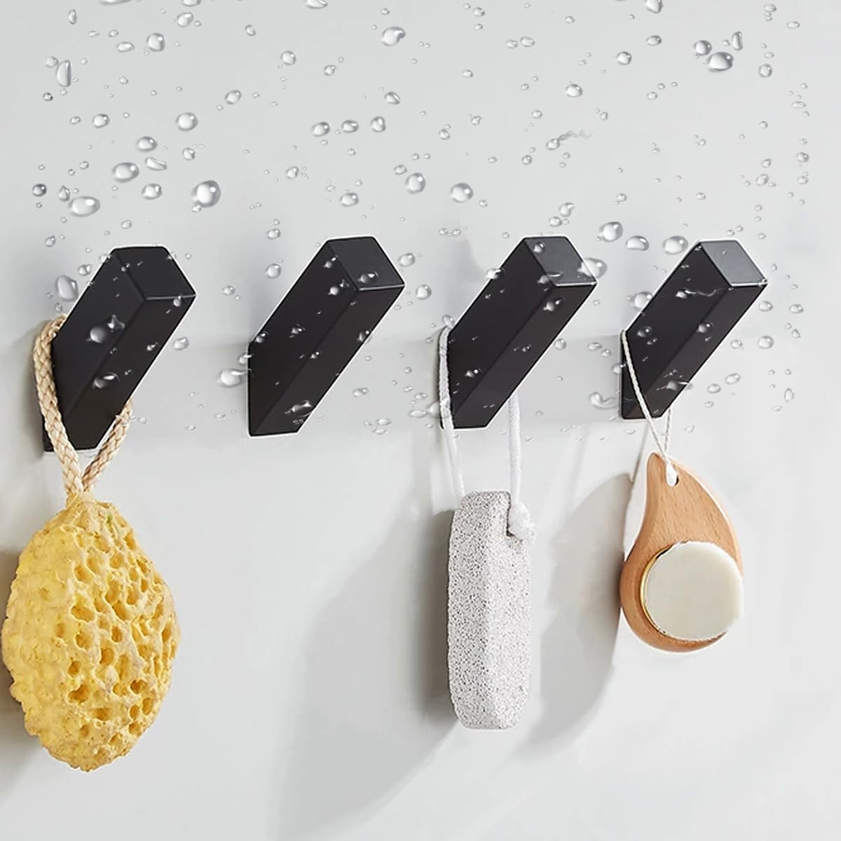 MOKIUER Matte Black Robe Towel Hooks 4 Pack