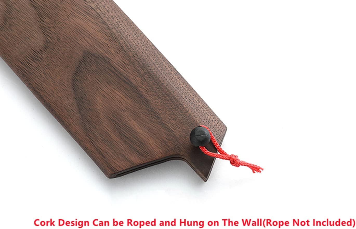 Aibote 5 Inch Black Walnut Knife Sheath Holder with Magnetic Flannel