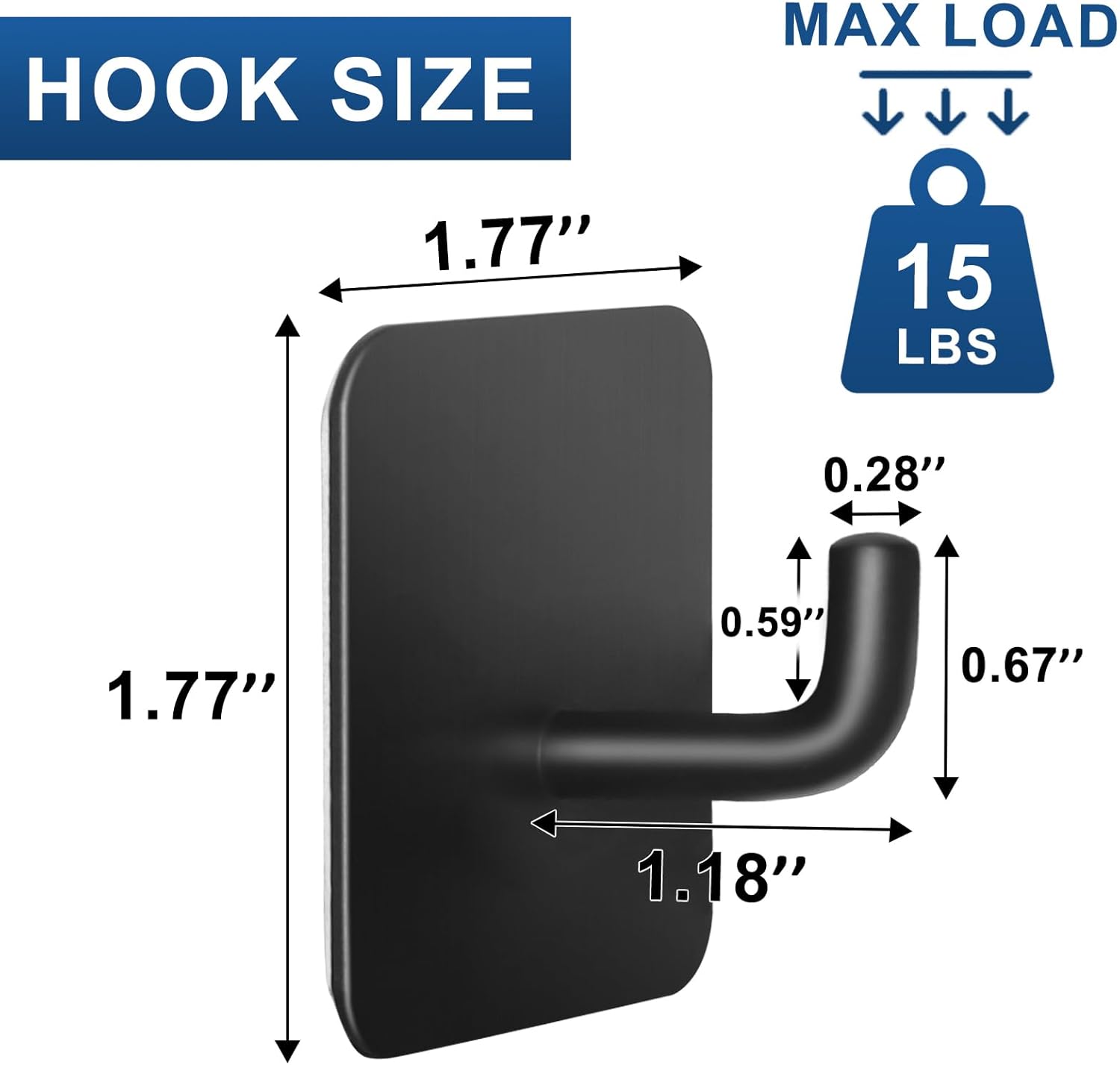LACHILL 4-Piece Waterproof Adhesive Hooks Black