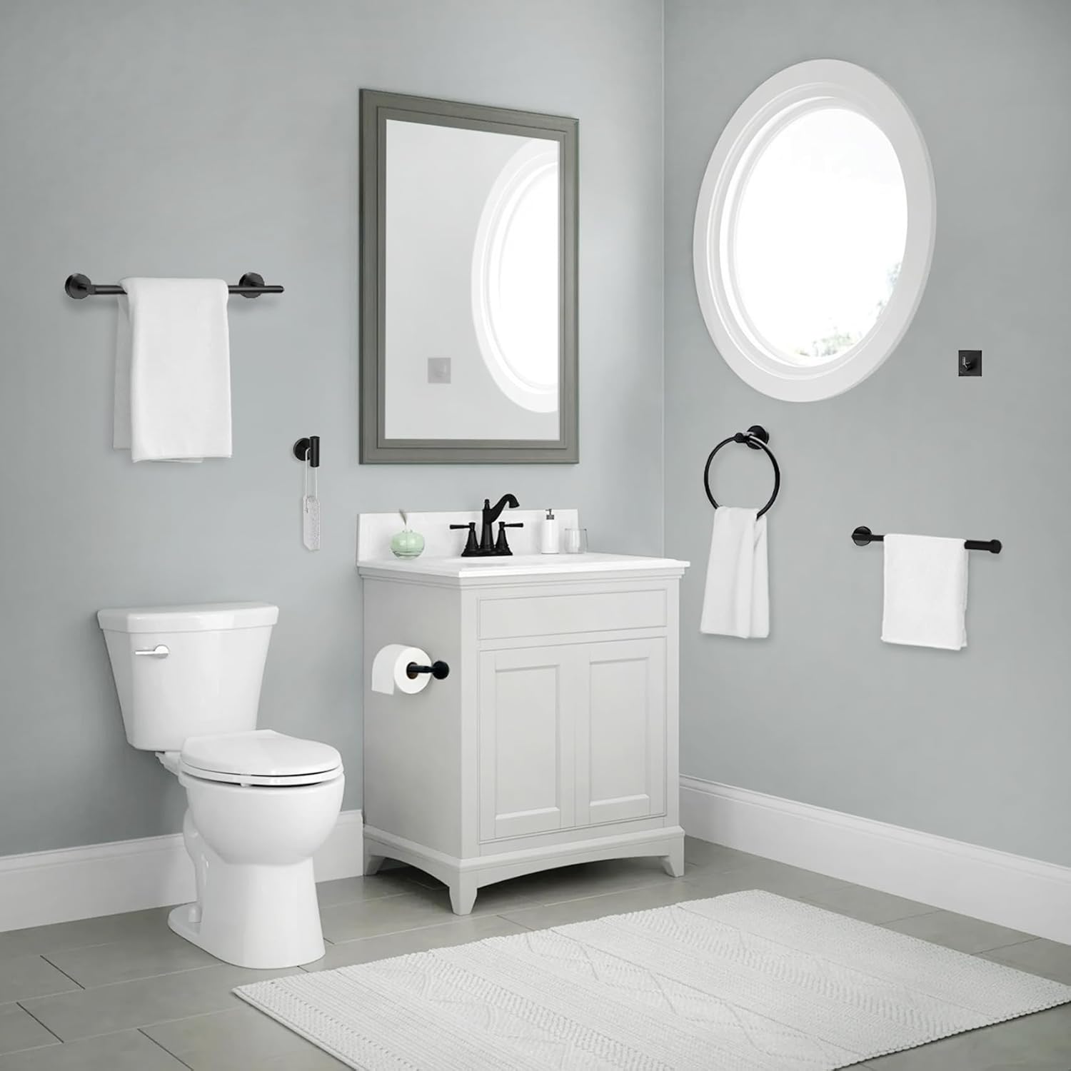 581016pcs Matte Black Bathroom Hardware Set