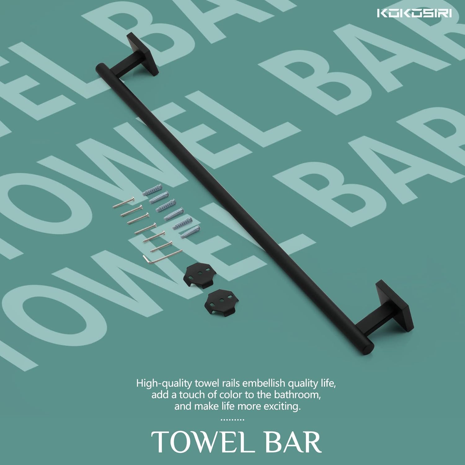 KOKOSIRI Matte Black Towel Rail 24 Inch