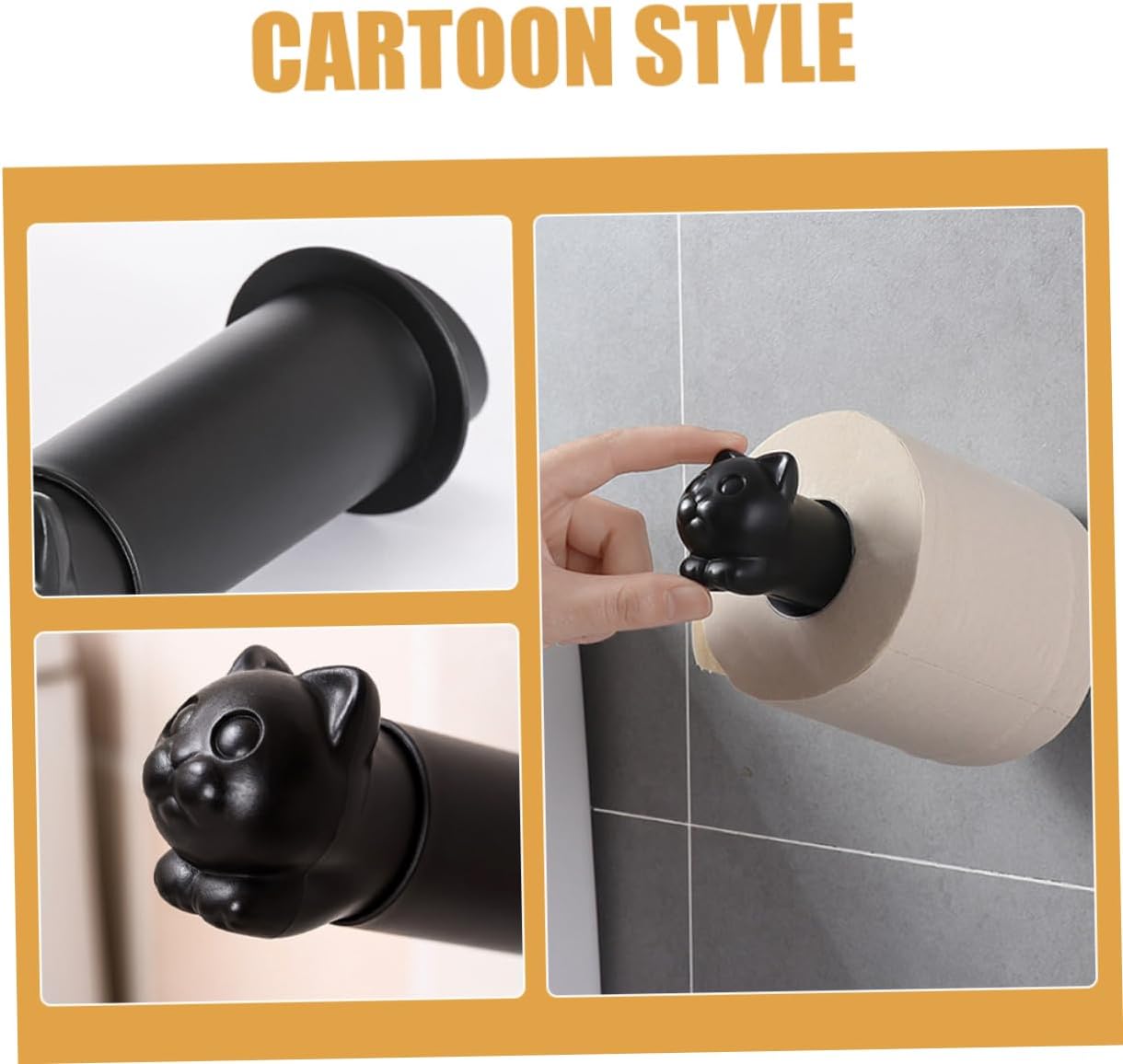 DOITOOL Wall Mounted Toilet Paper Holder Cute Cat Design Durable Tissue Rack