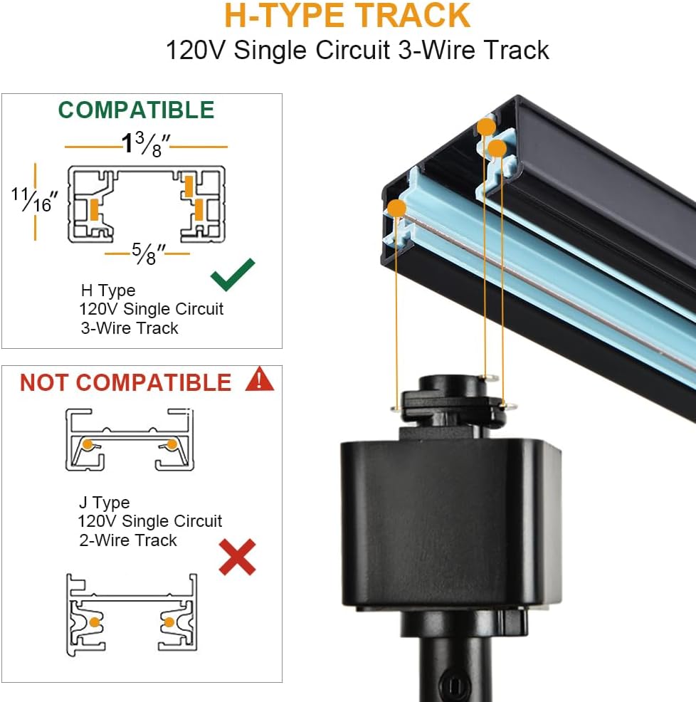 WINSHEN Black H-Type Track Pendant Light