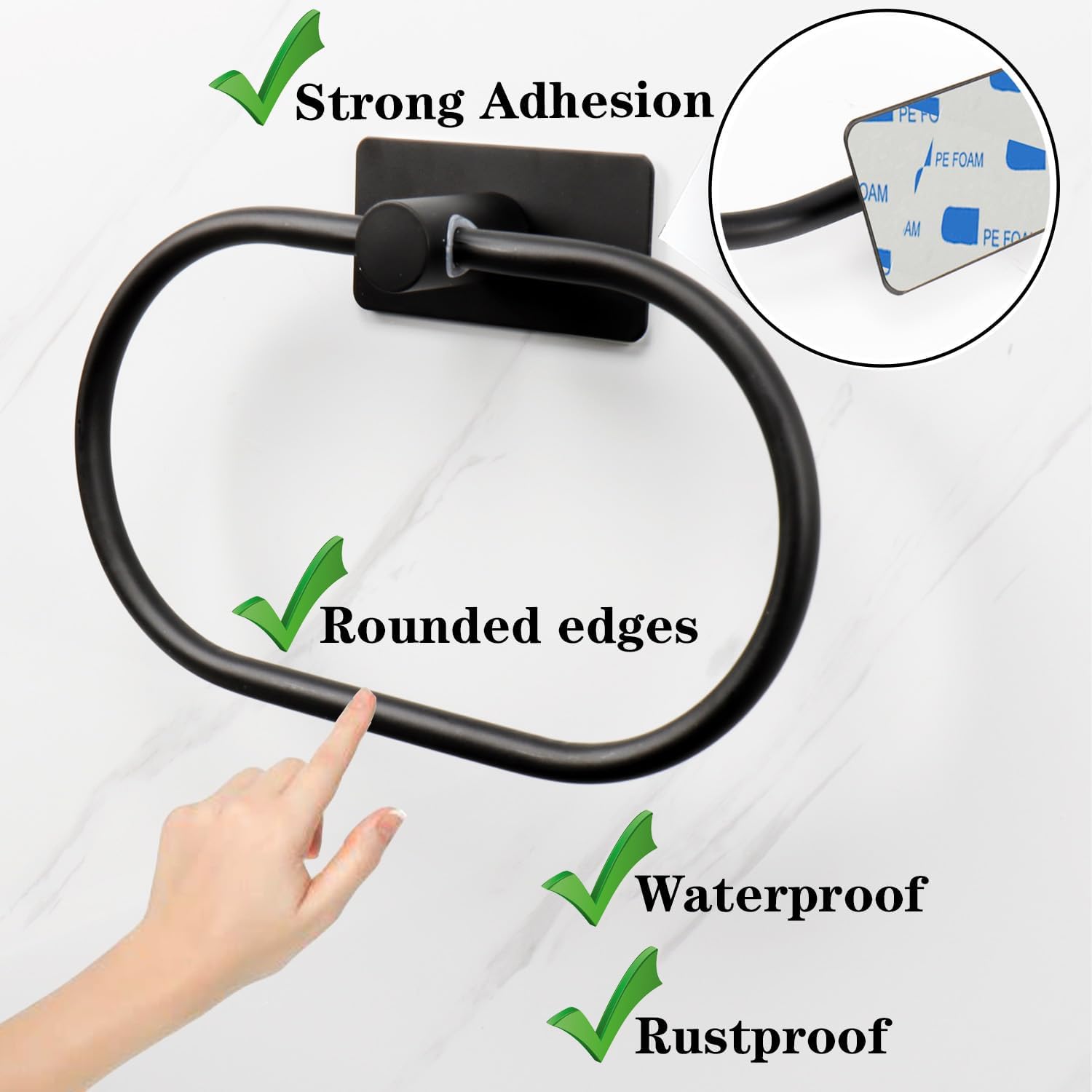 Vanloory Matte Black Oval Towel Ring