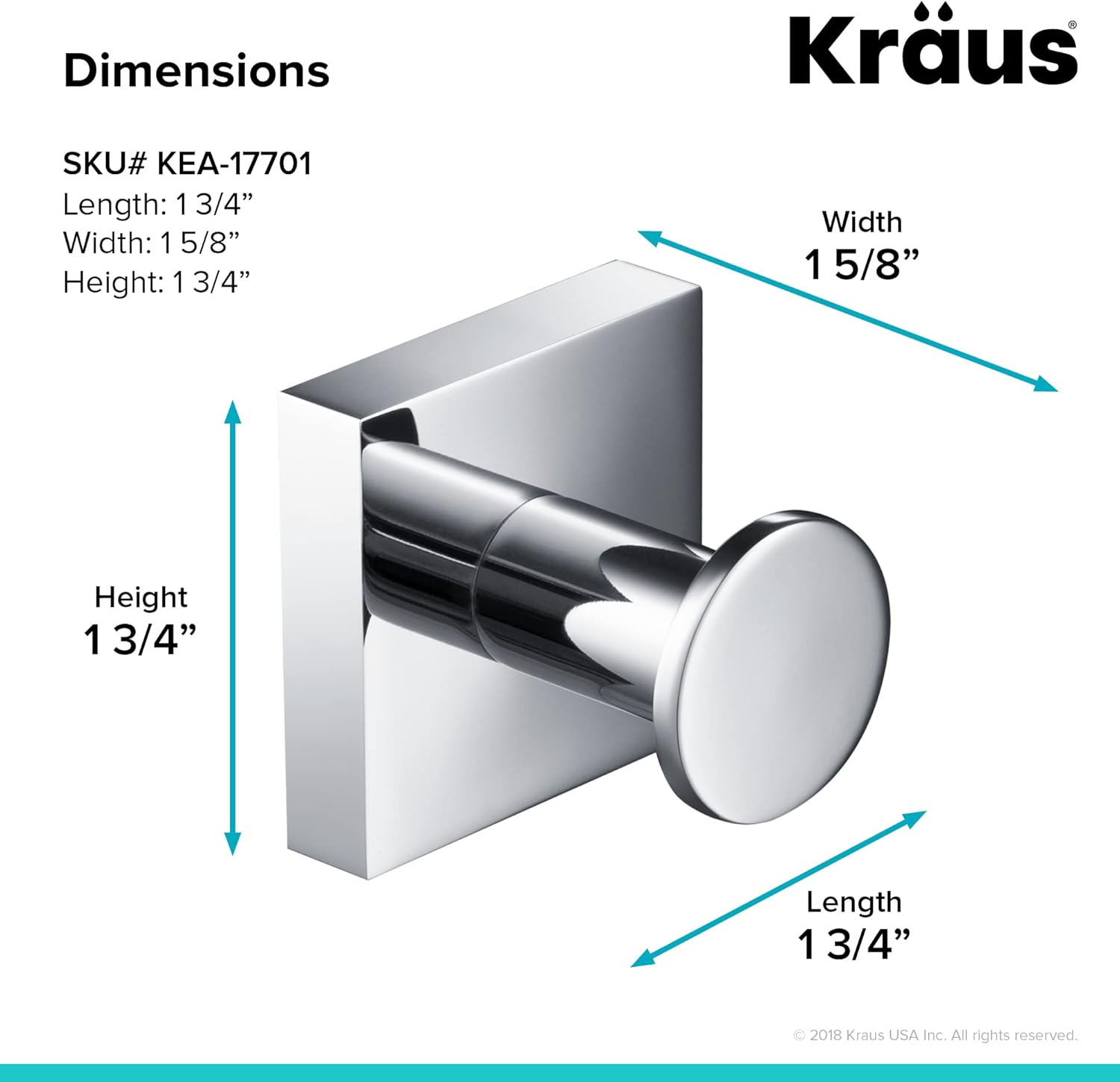 Kraus Ventus Robe Hook Chrome Finish KEA-17701CH