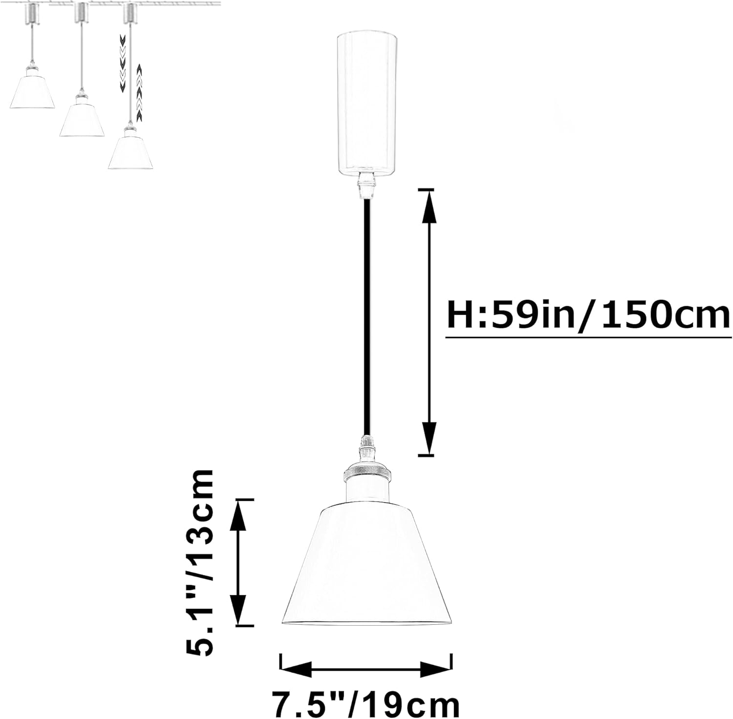 SKIVTGLAMP Remote Control Track Pendant Lamp 3 Lights Adjustable