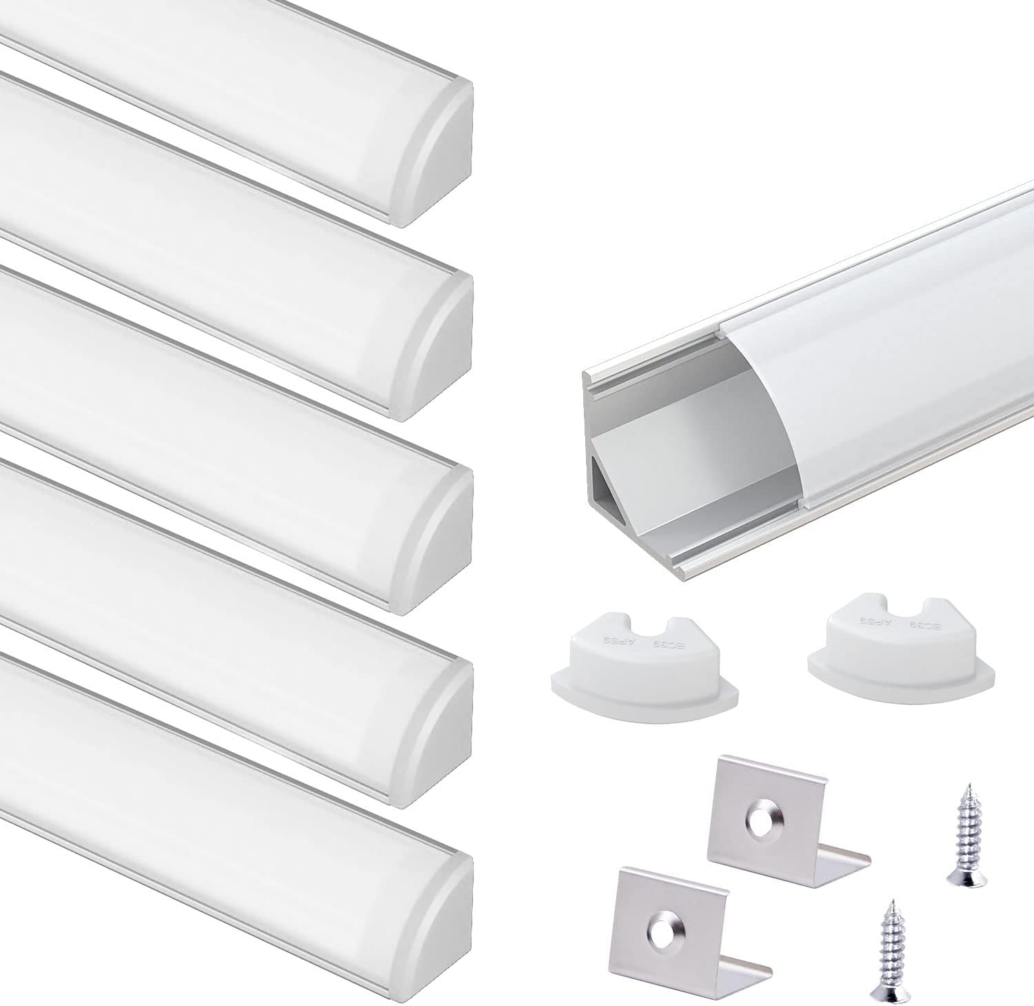 VST 6Pack 1ft V Shape LED Aluminum Channel with Milky White Cover