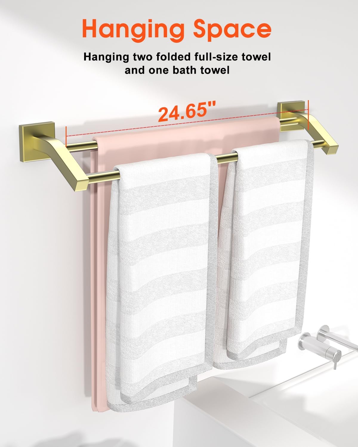 Alise Premium Double Towel Bars with Brushed Gold Finish