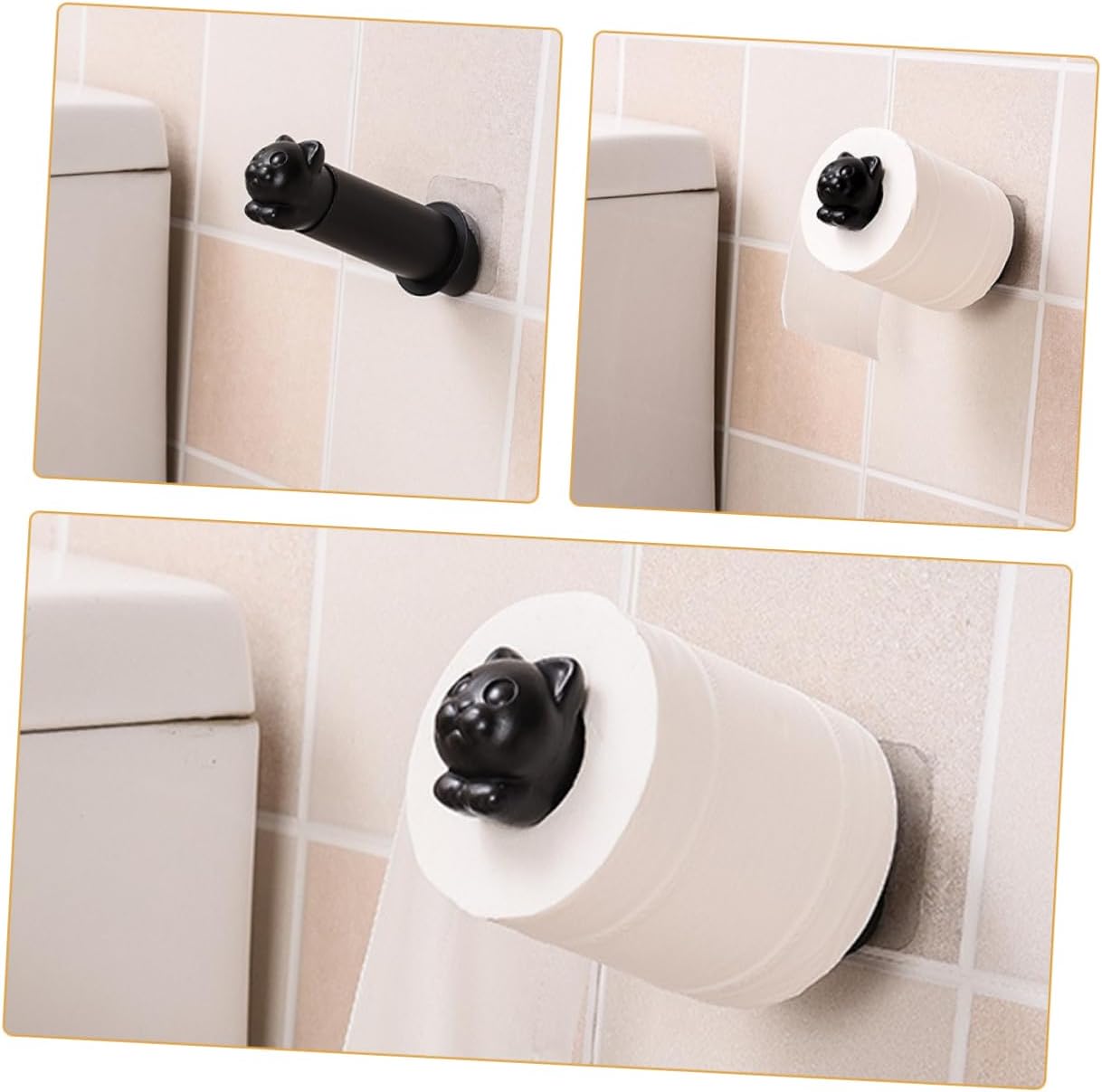 DOITOOL Wall Mounted Toilet Paper Holder Cute Cat Design Durable Tissue Rack