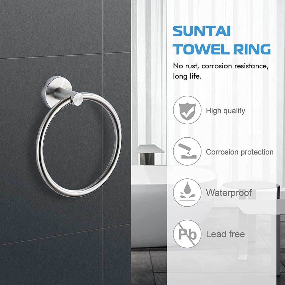 SUNTAI 2 Pack Hand Towel Ring Stainless Steel Brushed Nickel