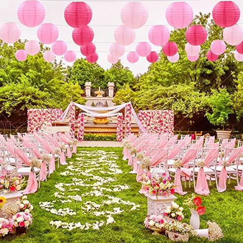PheiLa 12 Pcs Pink Party Paper Lanterns Romantic Decorations