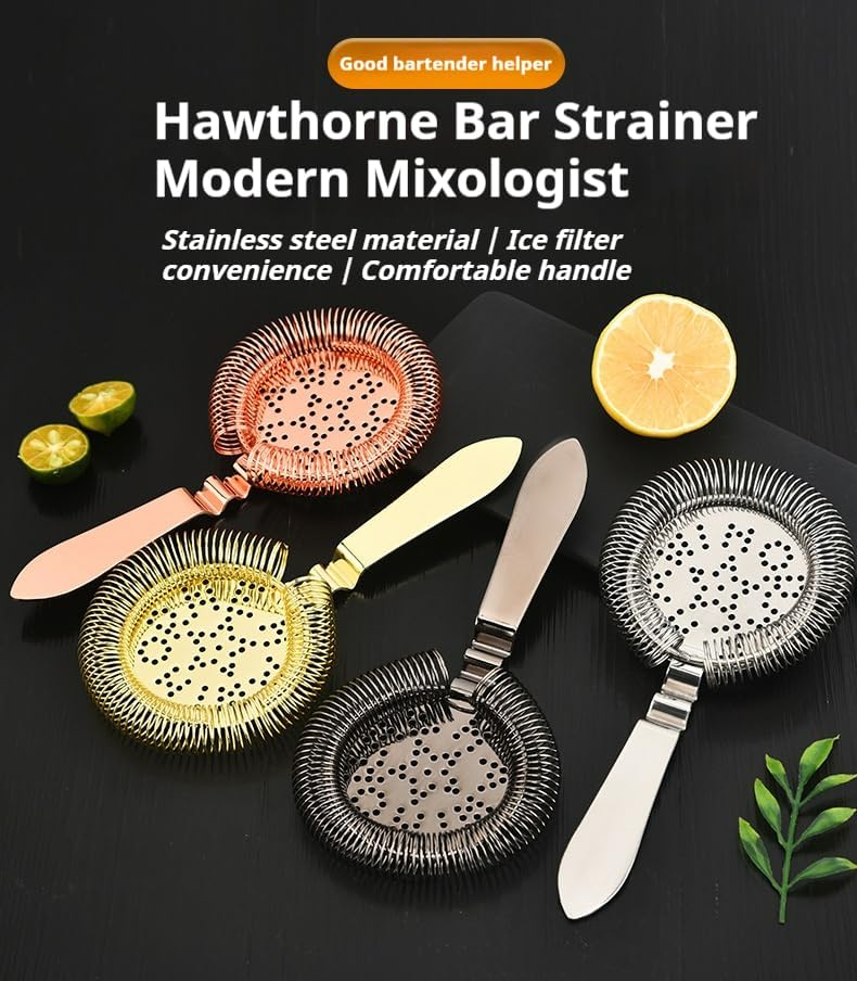 YUHWYI Bent Handle Cocktail Strainer with 4 Colors