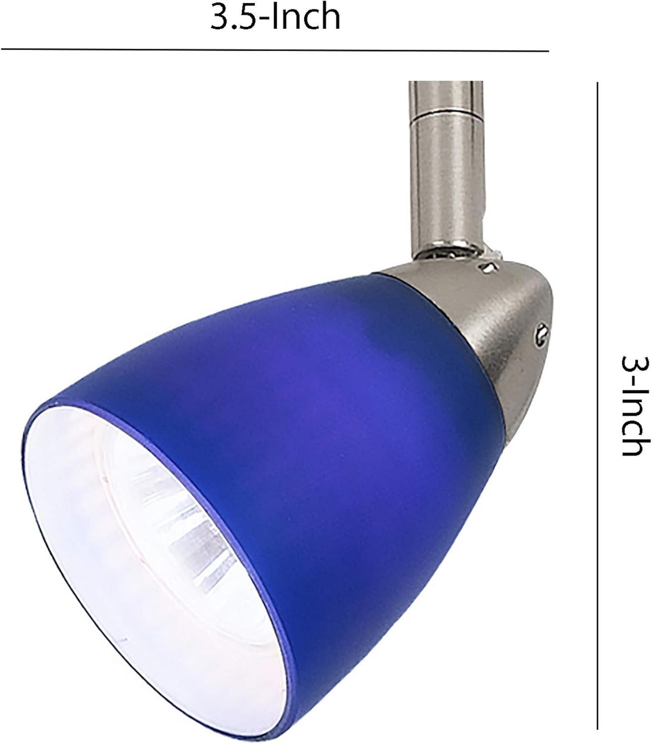 Benzara Adjustable Track Light Head with Blue Glass Shade 1