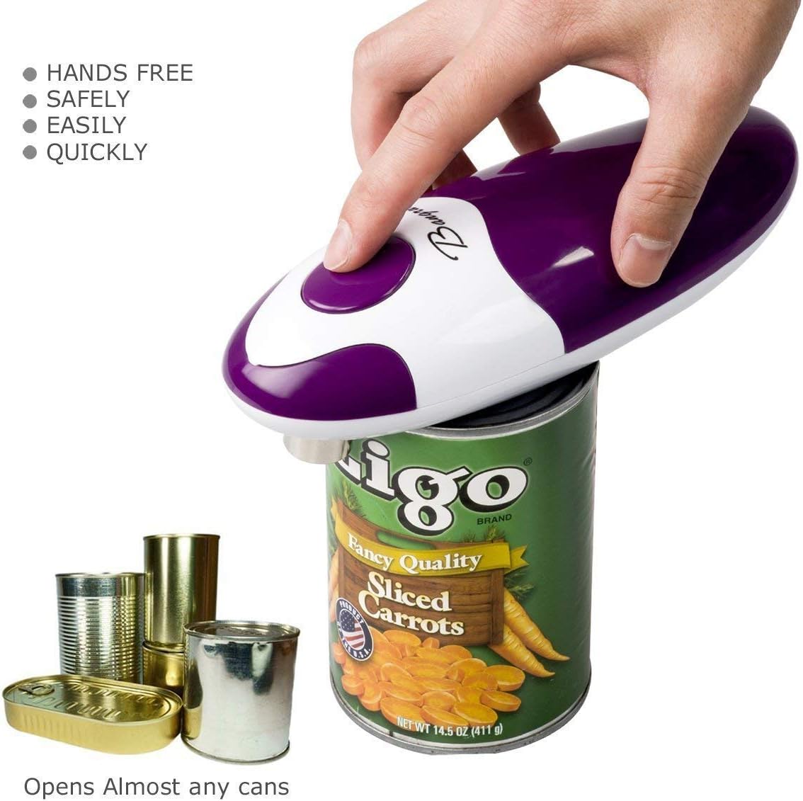 Bangrui Cordless Electric Can Opener with One-touch Switch Purple