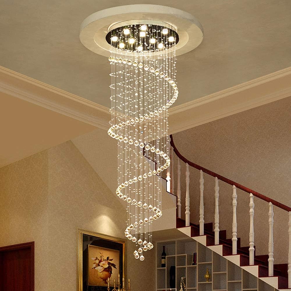 TSWF Single Spiral K9 Crystal Chandelier
