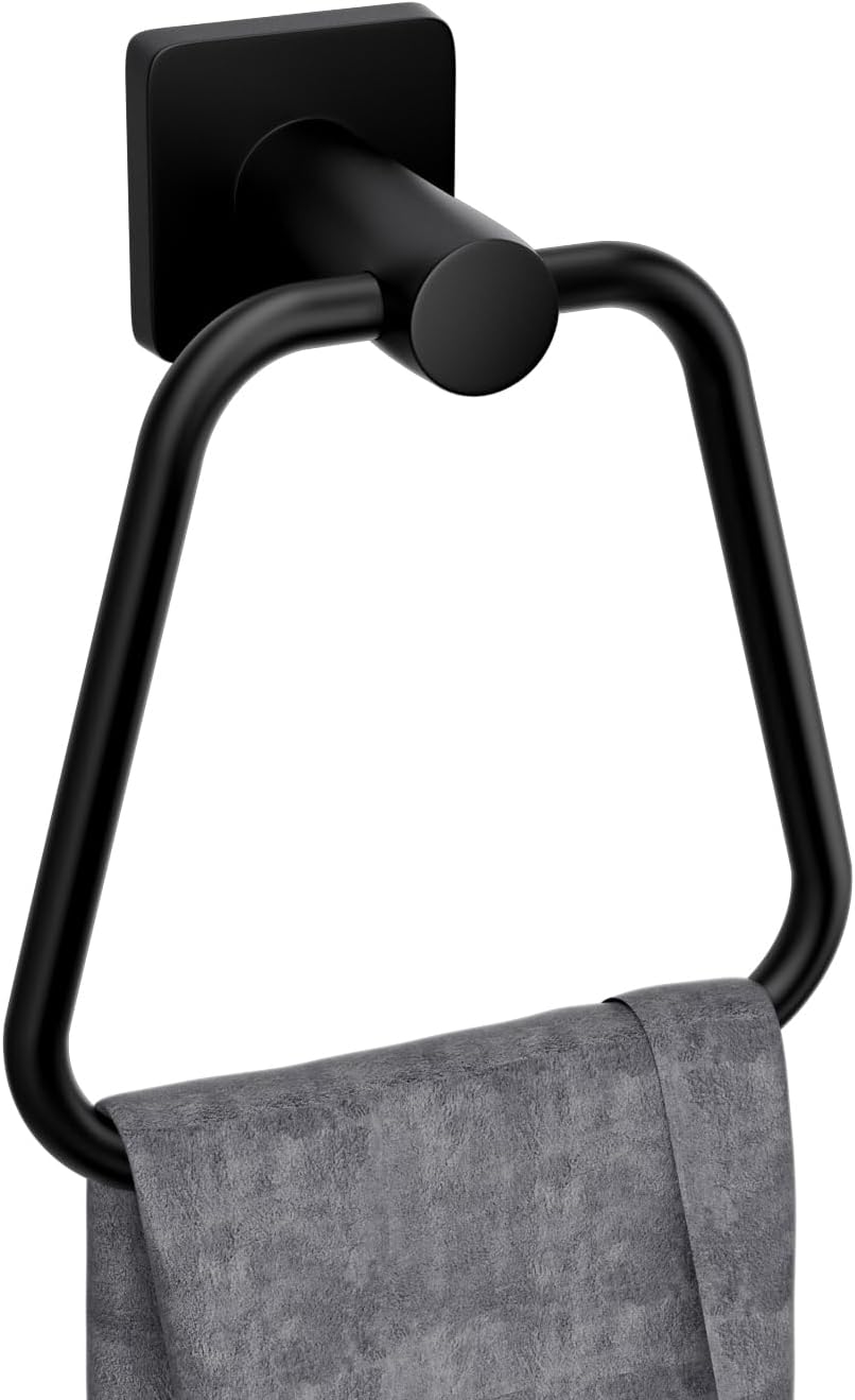 DUKWIN Matte Black Stainless Steel Towel Ring