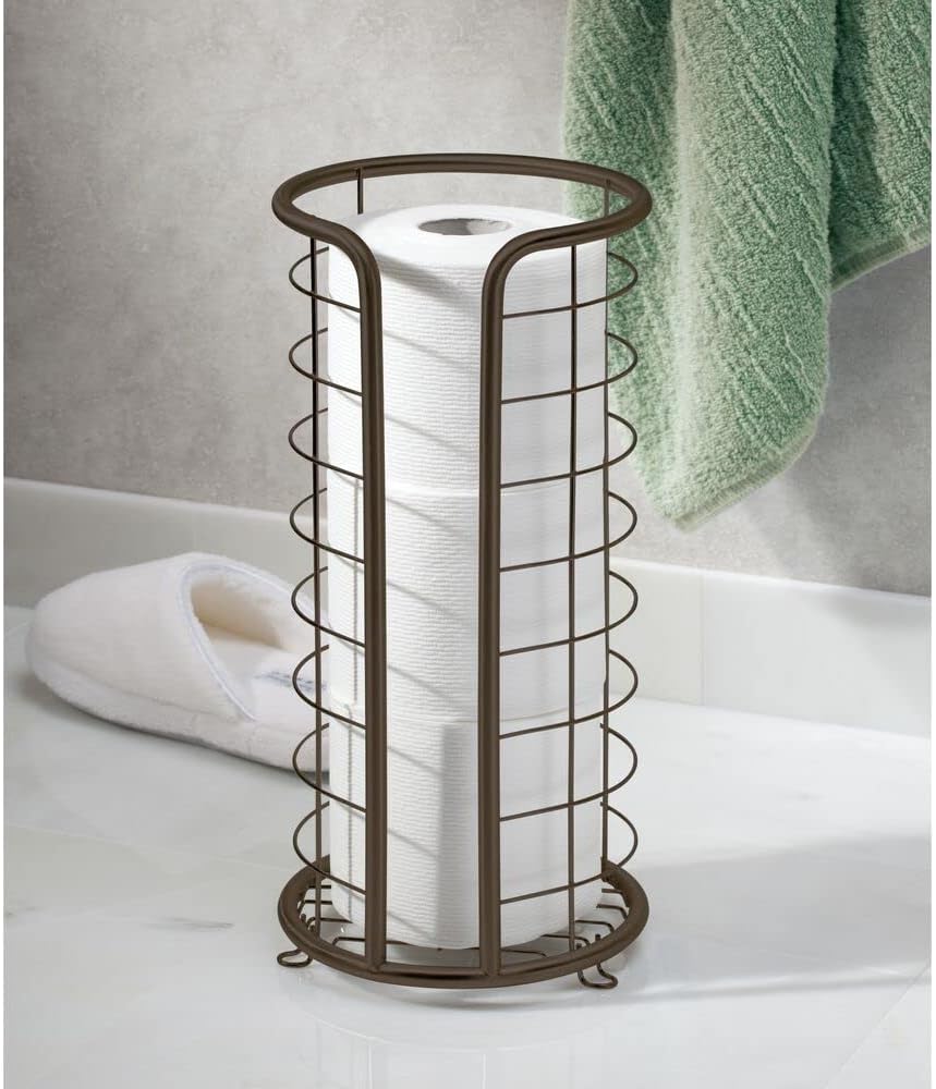 mDesign Bronze Toilet Paper Holder for 3 Rolls