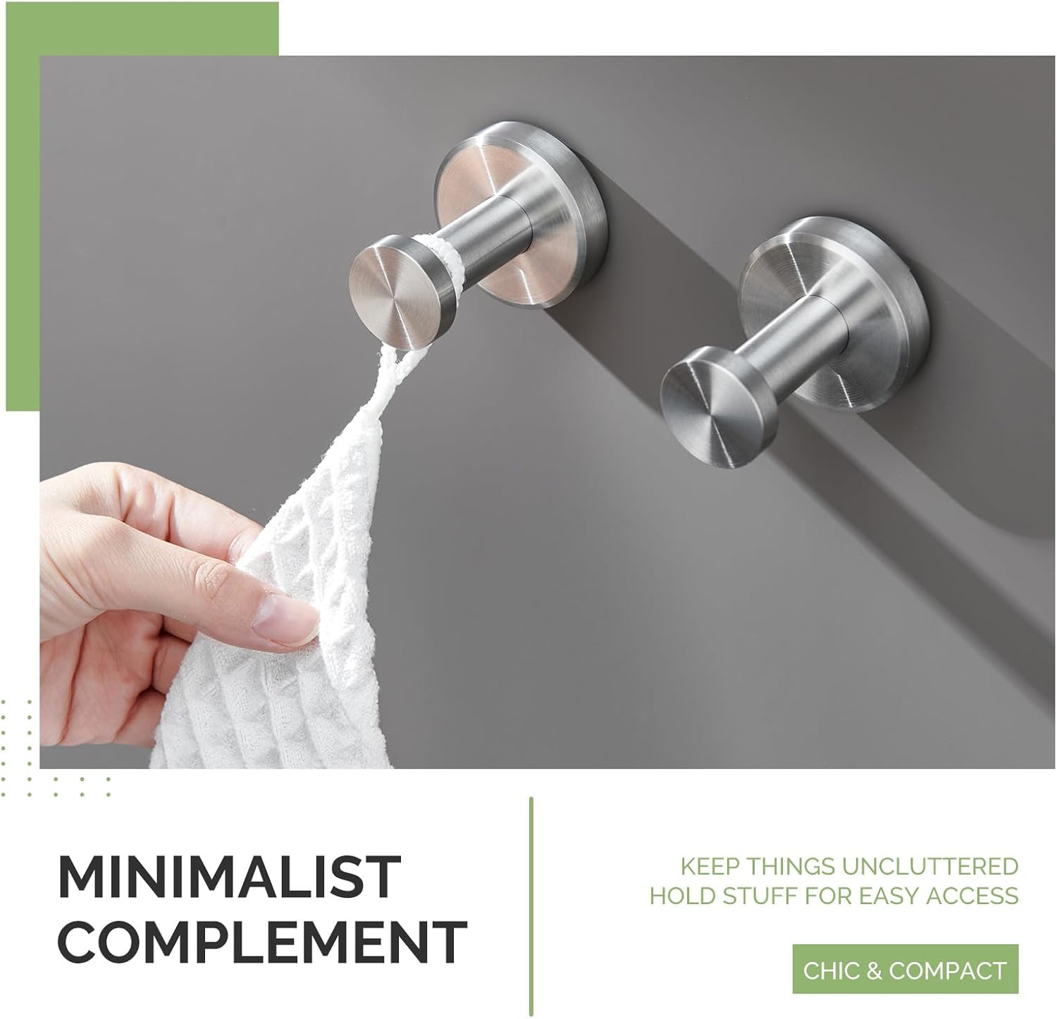 Angle Simple 2 Pack Towel Hook Brushed Nickel SUS304 Stainless Steel