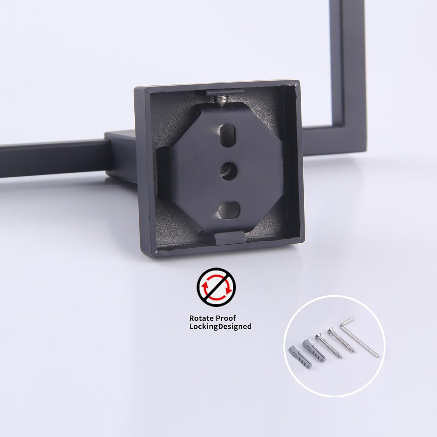 GERZWY Matte Black Towel Ring Wall Mounted