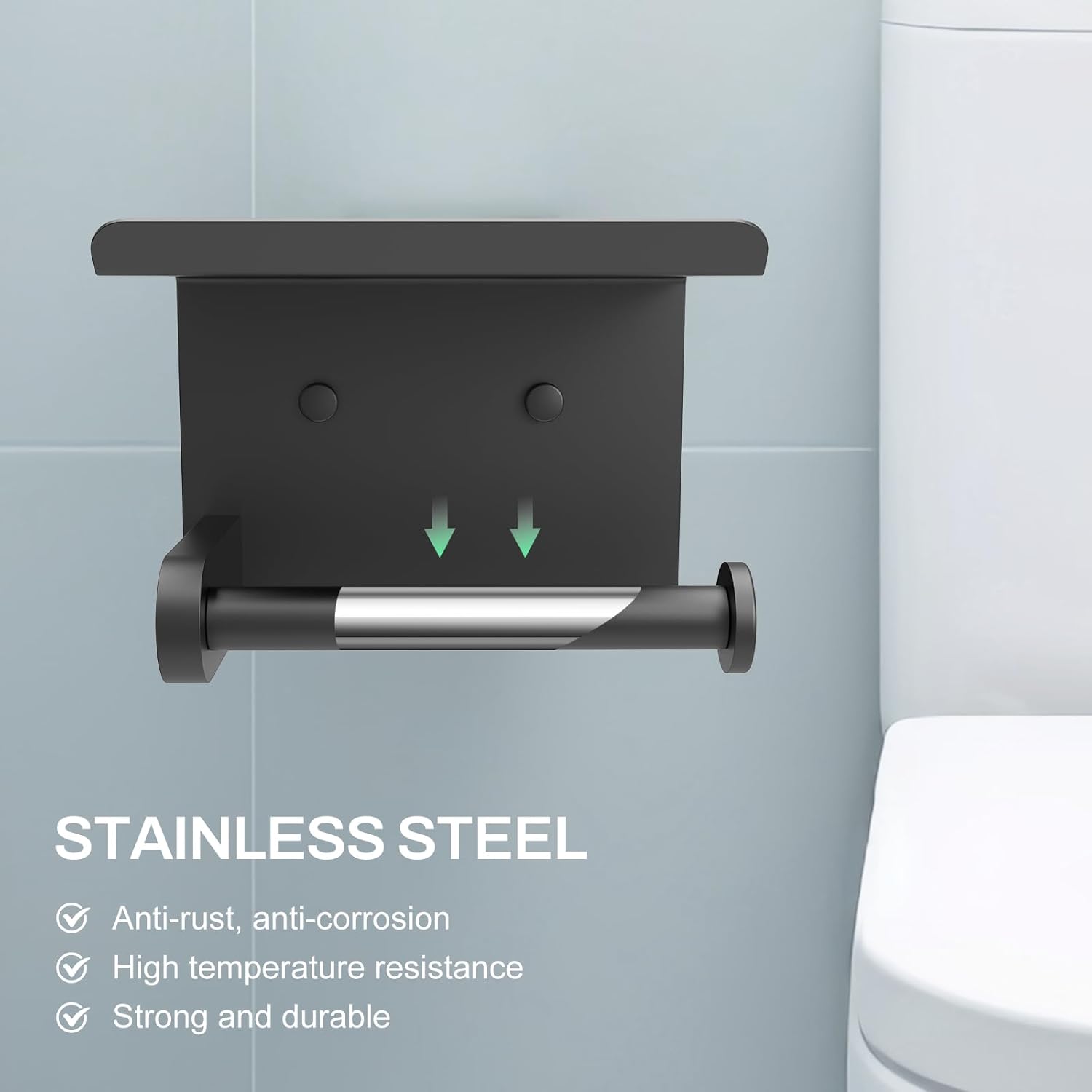 SetSail Toilet Paper Holder with Shelf Matte Black