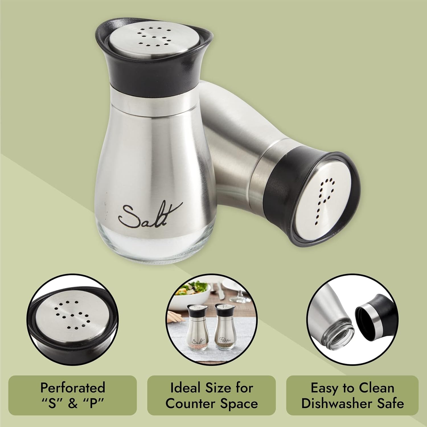 Juvale 4oz Stainless Steel Salt Pepper Shaker Set