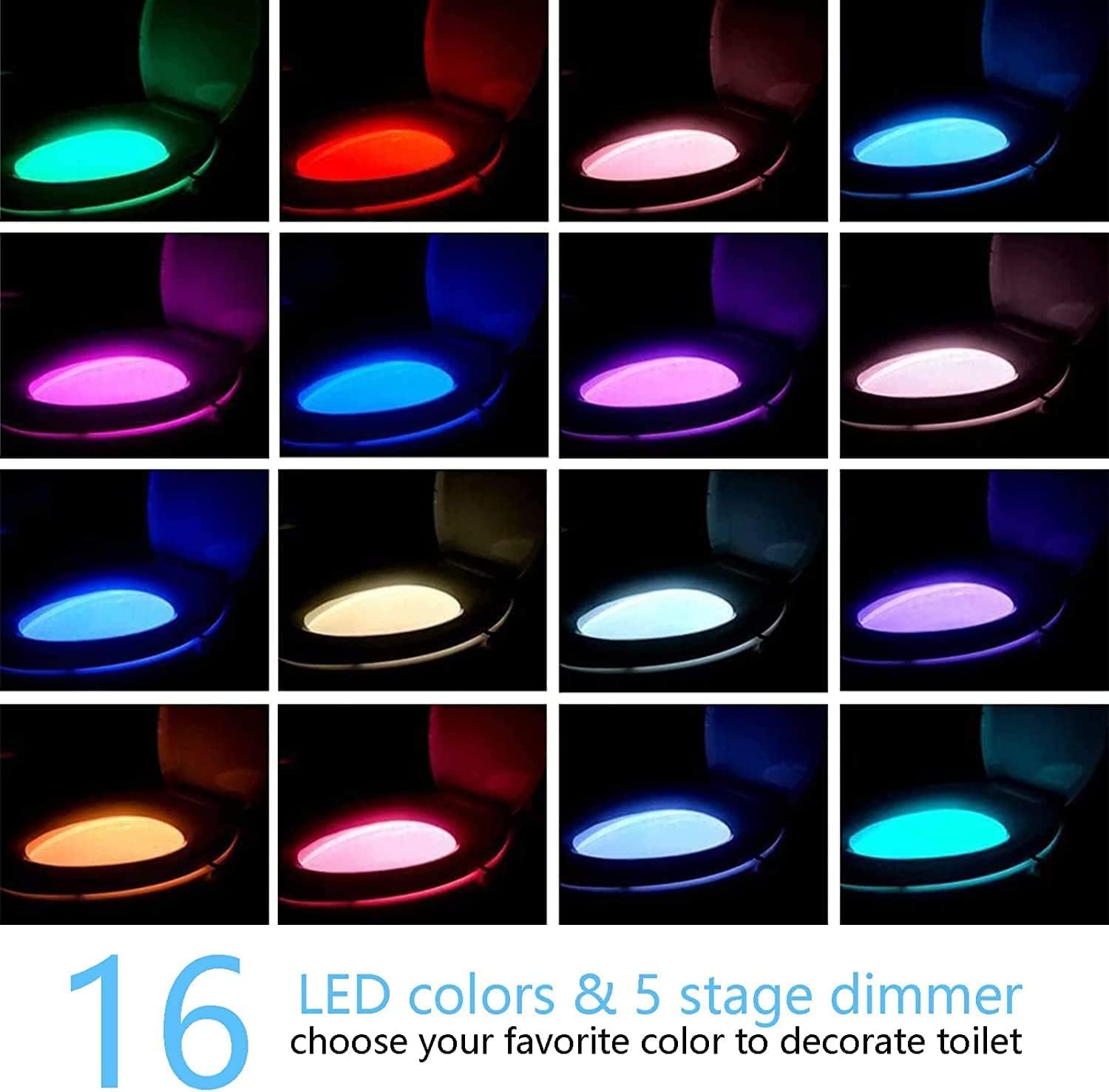 Chunace Toilet Bowl Night Light with 16 Colors