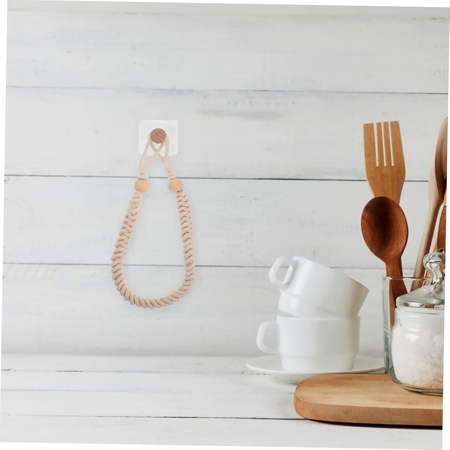 Alipis Beige Woven Cotton Rope Toilet Paper Holder 1