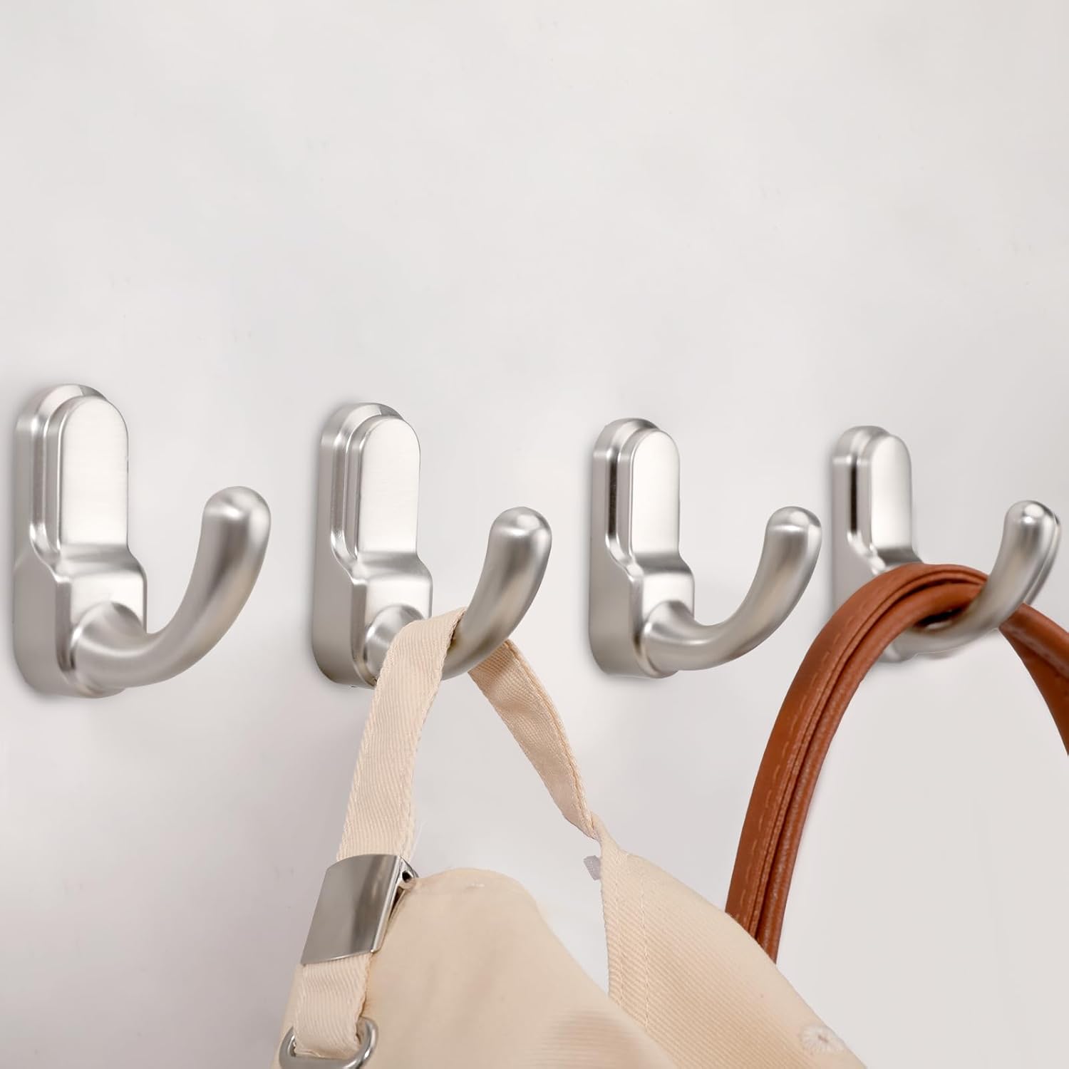 4 Pack Brushed Nickel Wall Mounted Towel Hooks