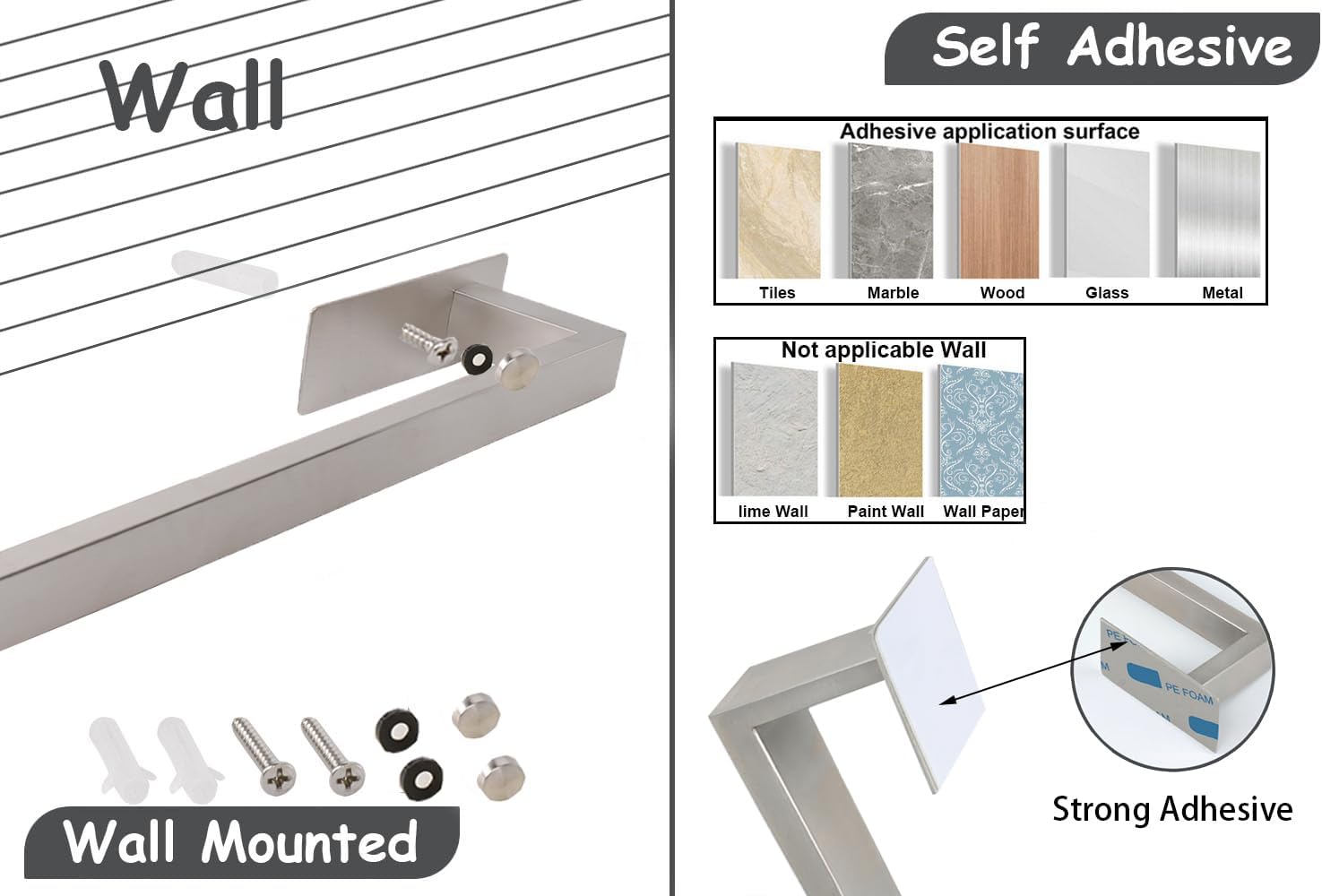 Vanloory Bathroom Towel Bar No Drilling
