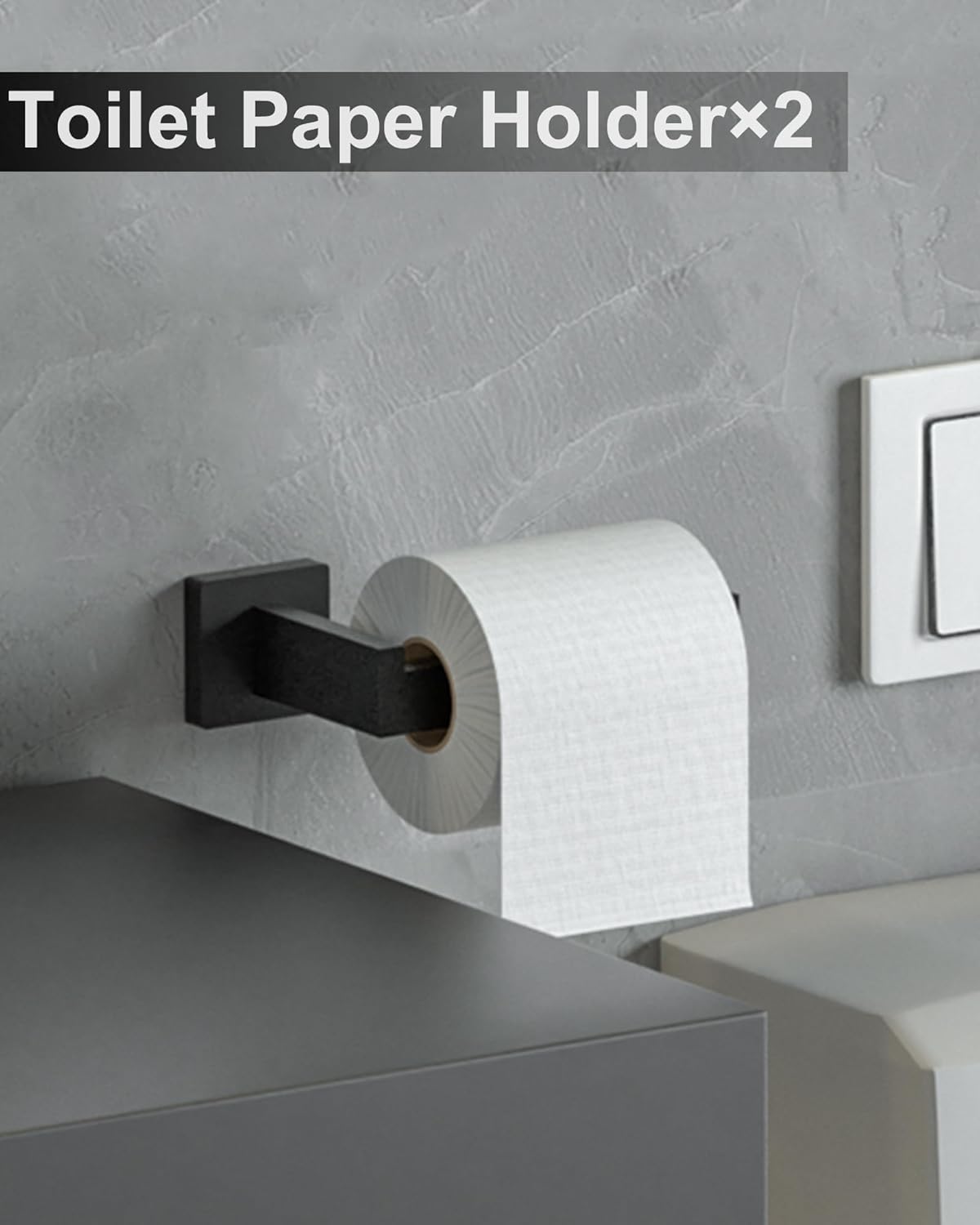 Hinmood Bathroom Hardware Set Square 10 Pieces Matte Black